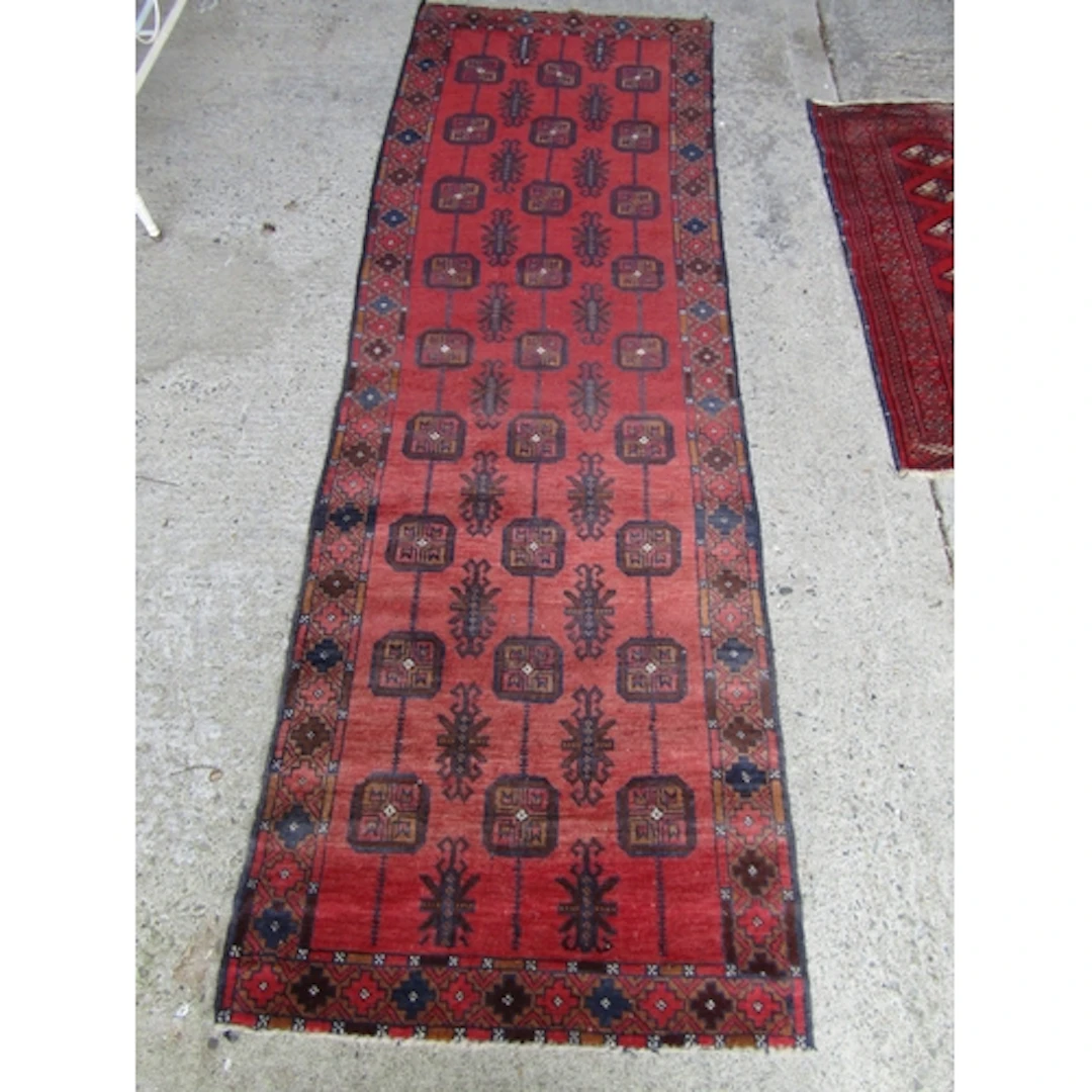 Antique Persian Pure Wool Runner Burgundy Ground Approximate...