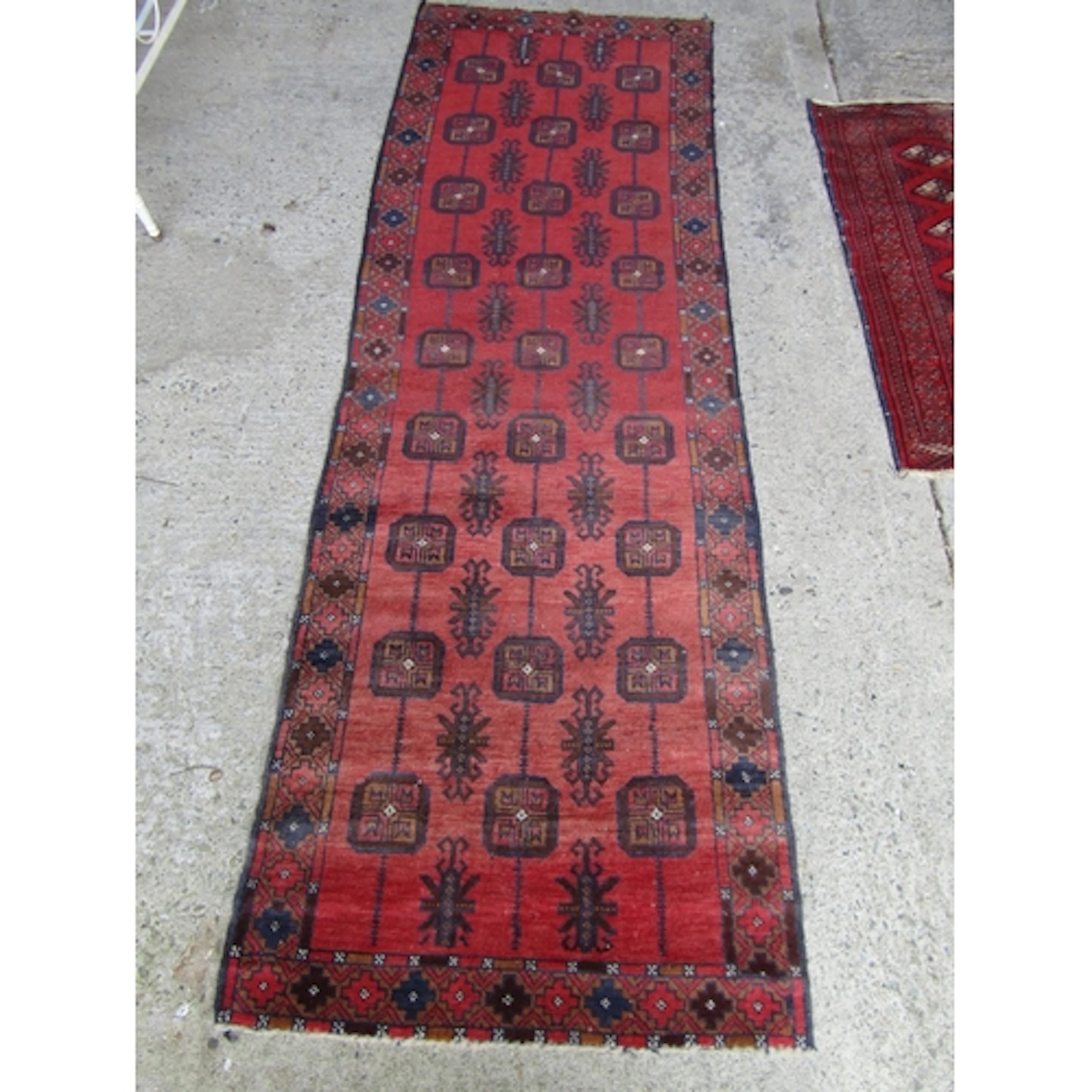 Antique Persian Pure Wool Runner Burgundy Ground Approximate...