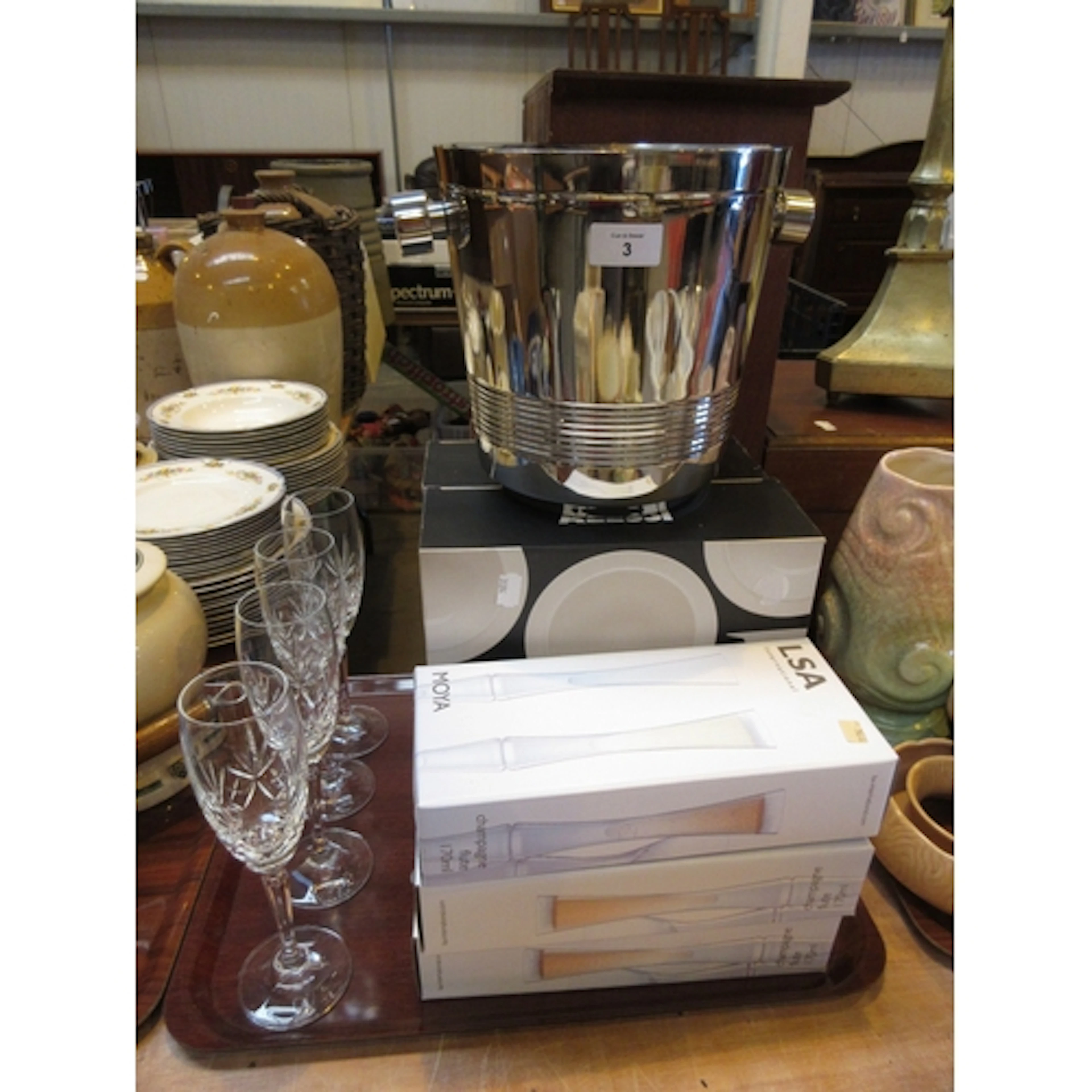 Wine Bucket, Champagne Flutes and Alessi China