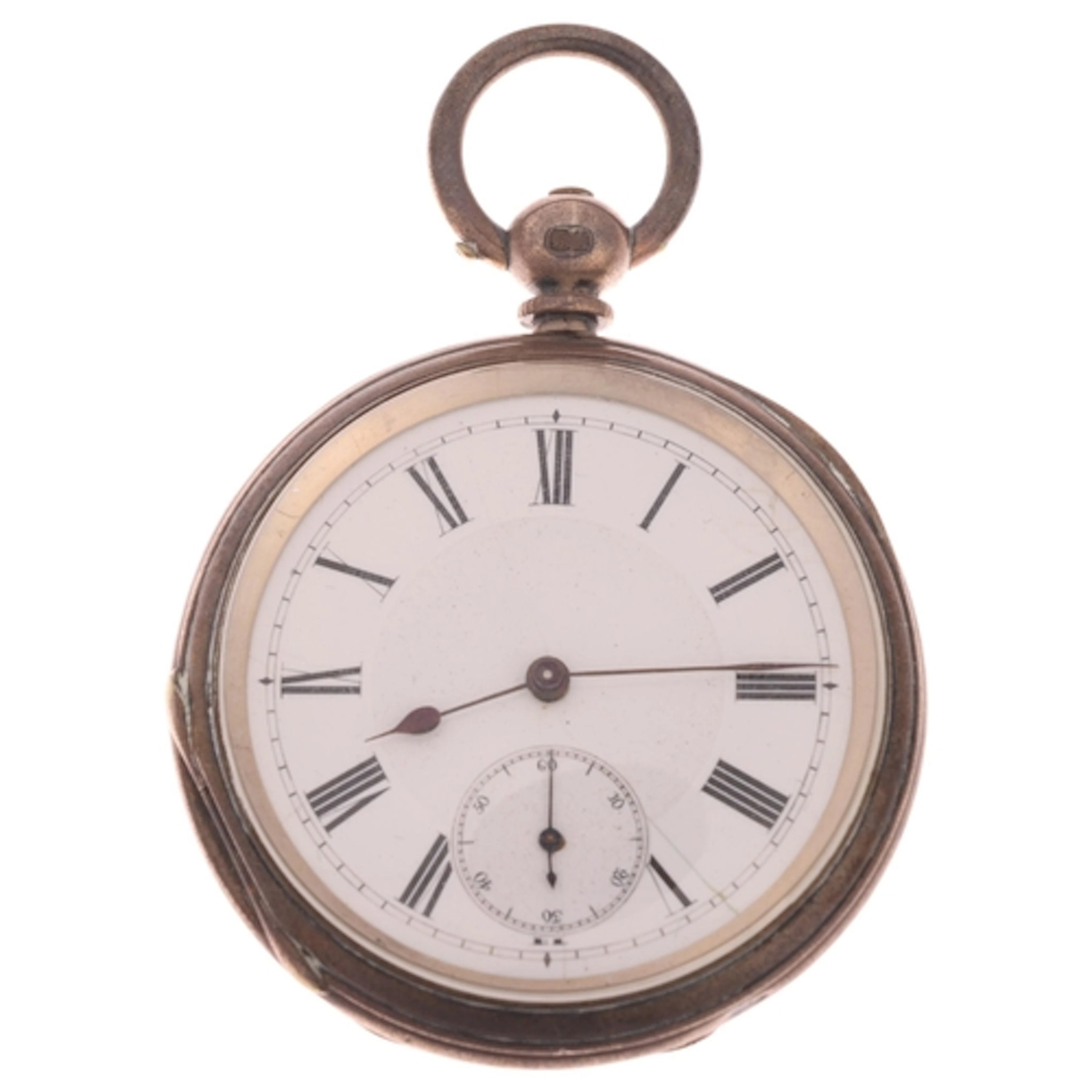 A 19th century silver open-face key-wind pocket watch, white...