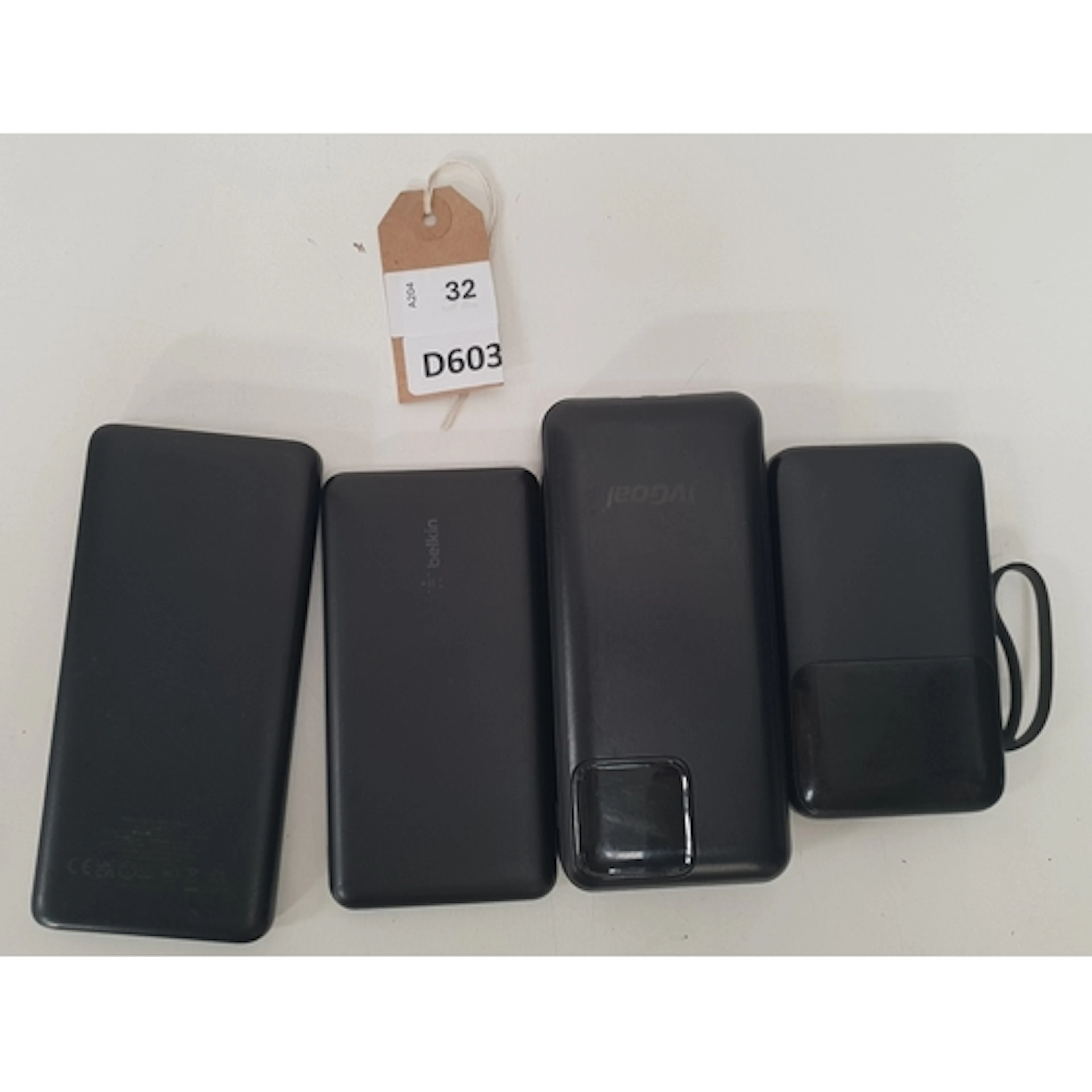SELECTION OF FOUR POWERBANKS INCLUDING BELKIN, ANKE, AND JVG...