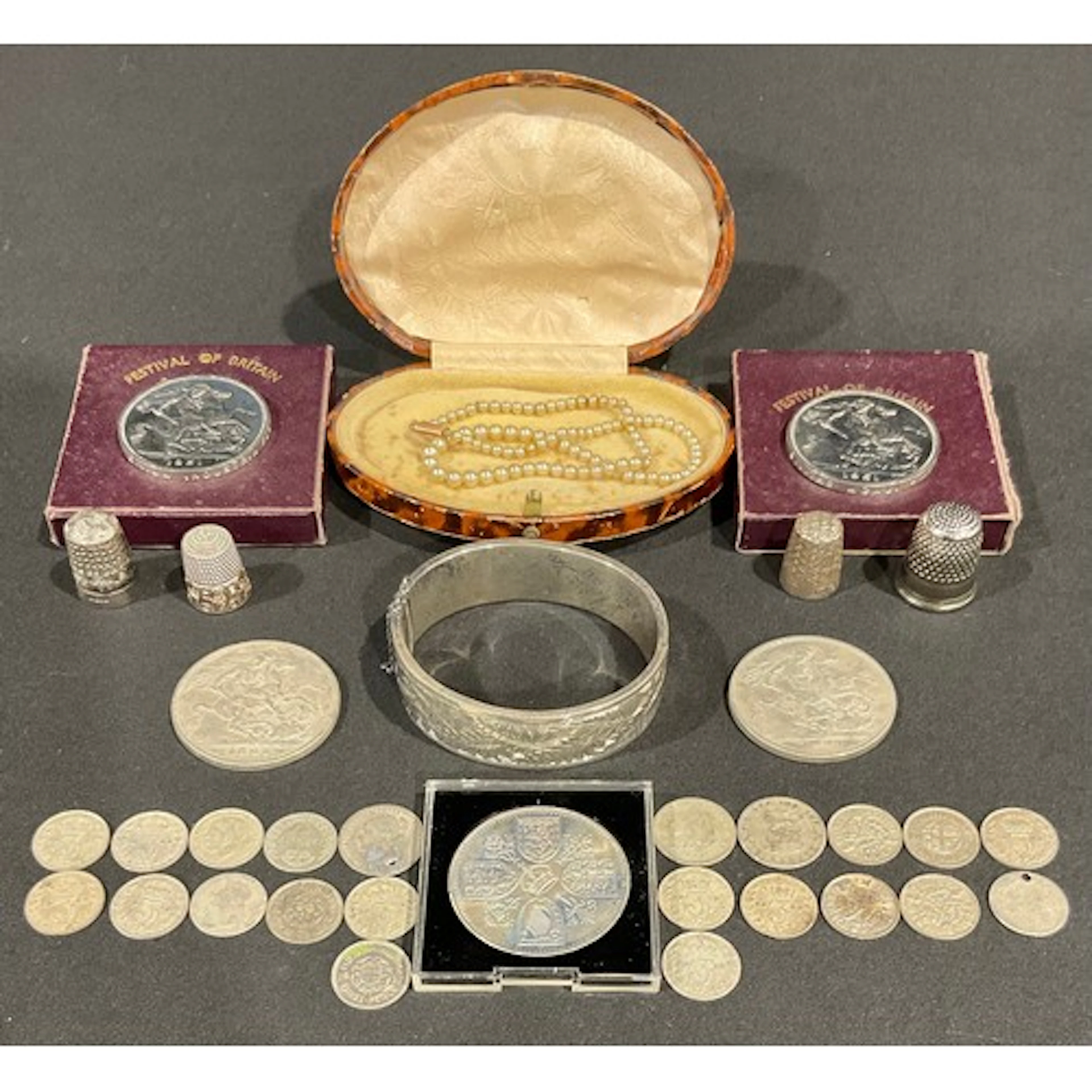 Coins & Jewellery - Victorian crowns 1891, 1893, pre 1920 si...