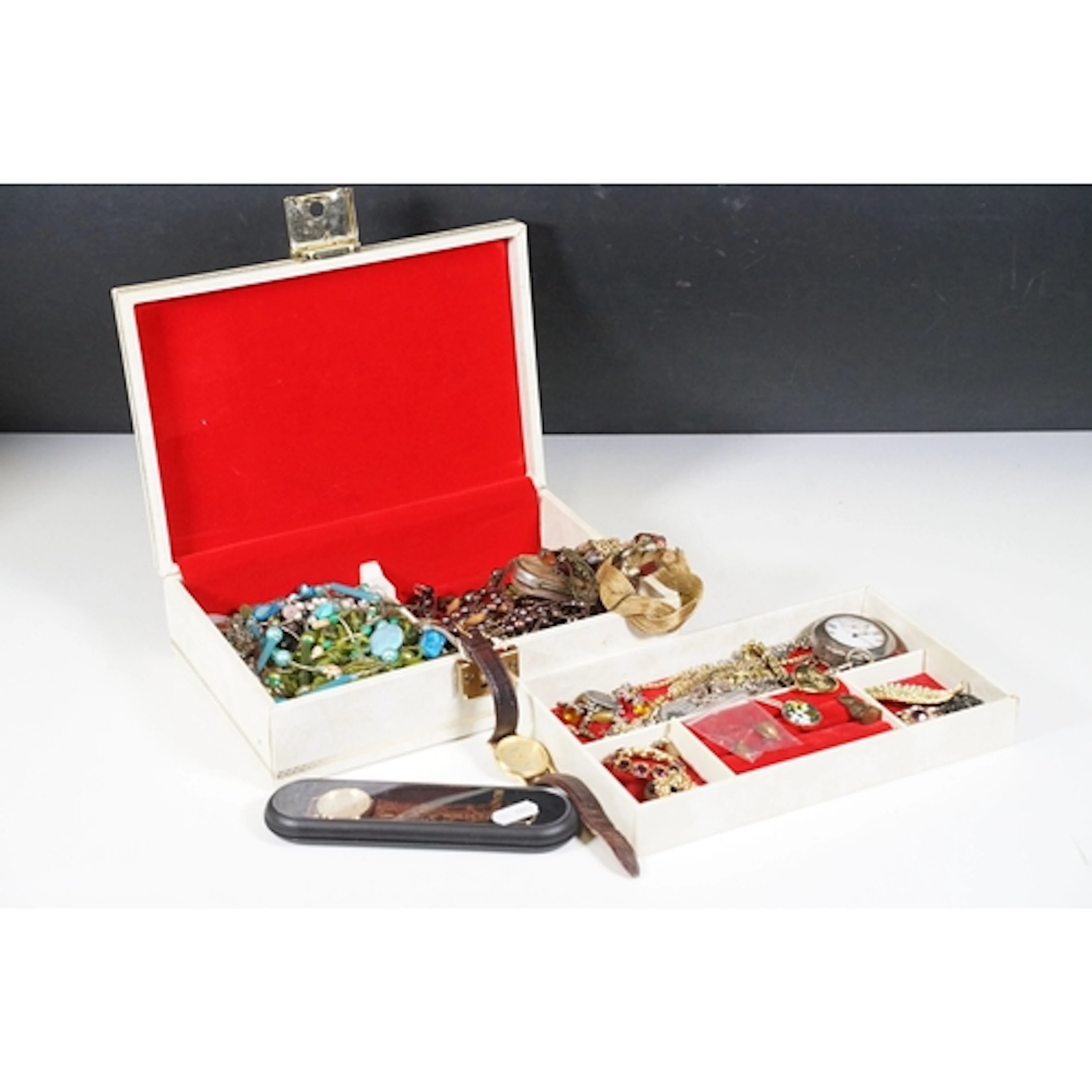 Selection of costume jewellery to include necklaces, brooche...