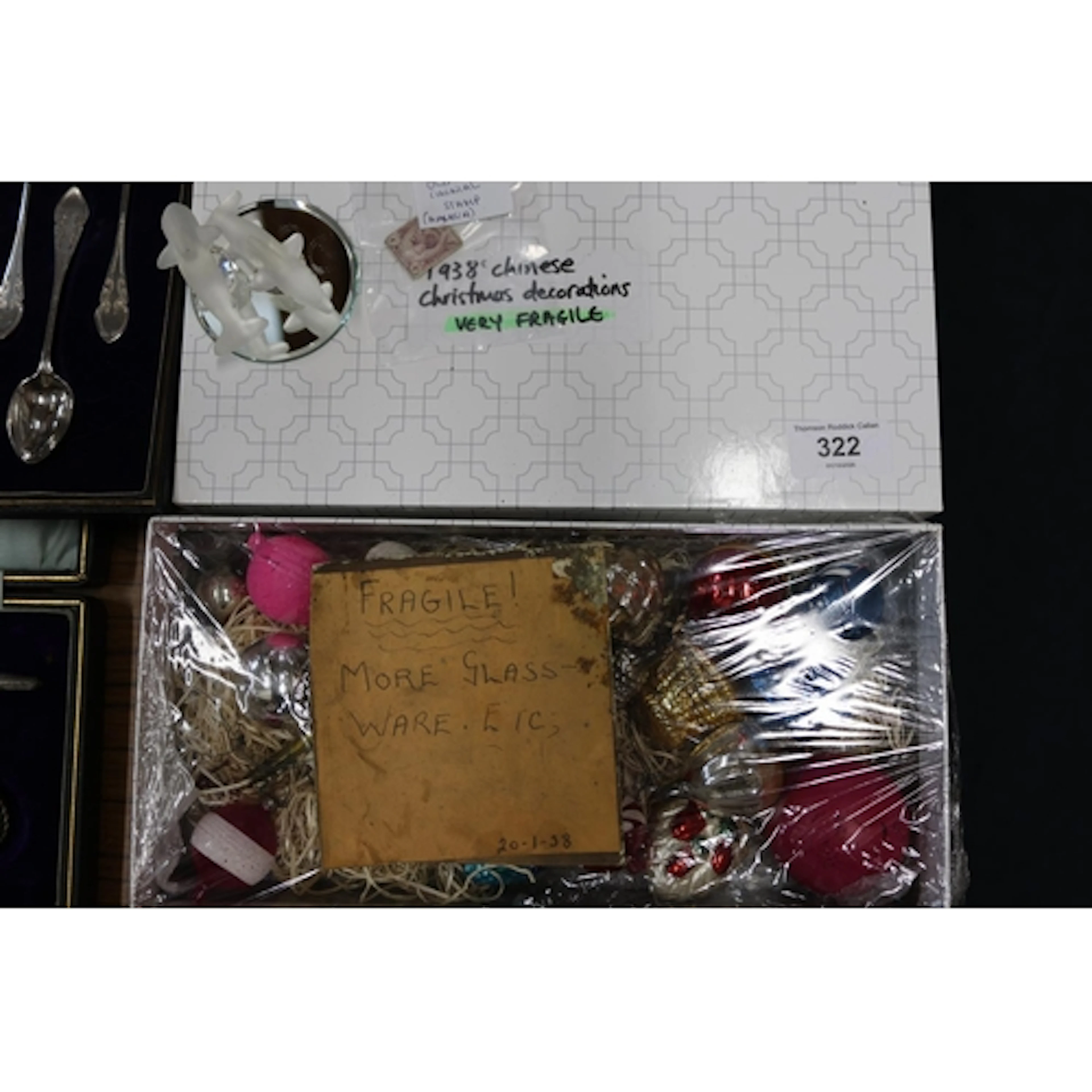 1930s Chinese Christmas baubles, a Straits Settlements 4c st...