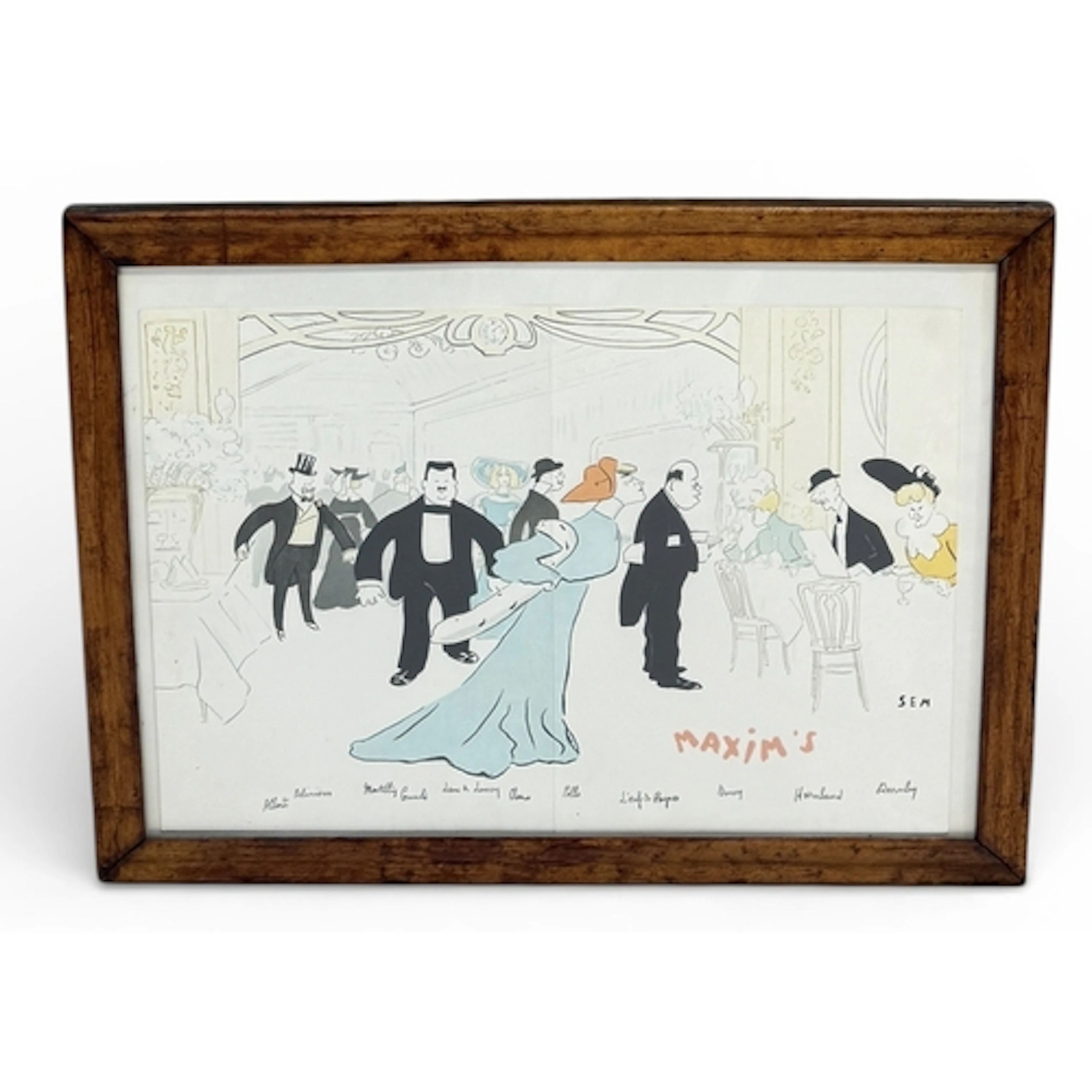 A MAXIM'S RESTAURANT MENU, PARIS 52cm x 37cm Framed and glaz...