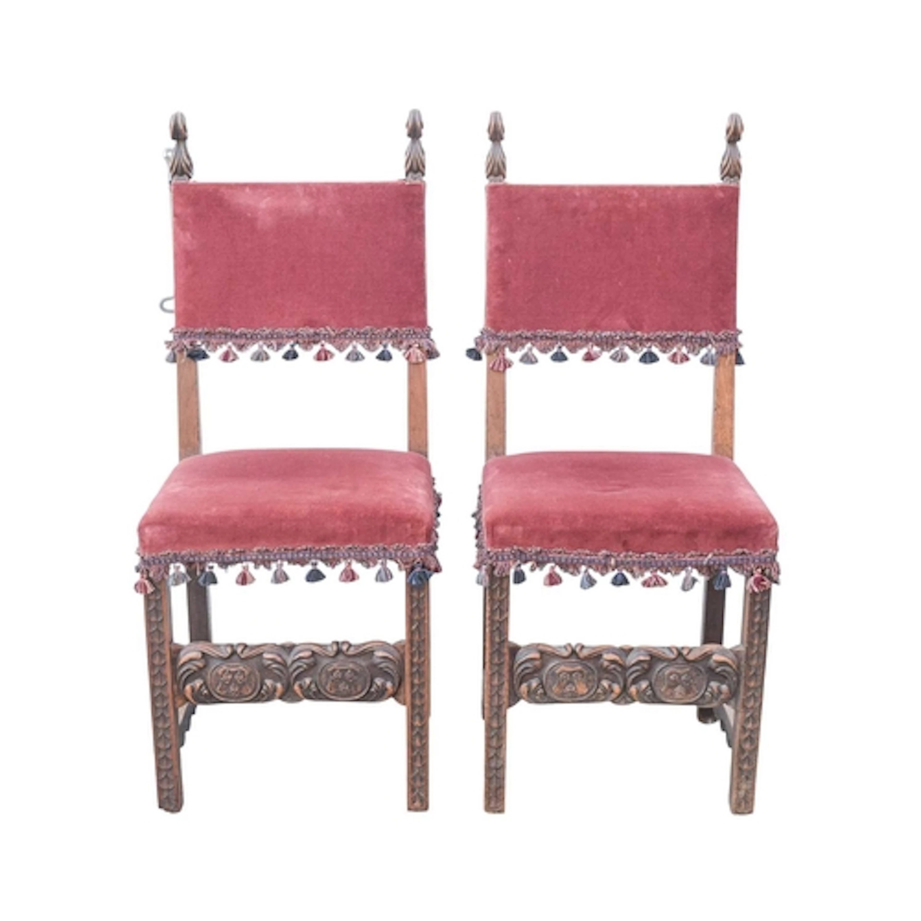 A pair of Spanish Renaissance revival/baroque style walnut s...
