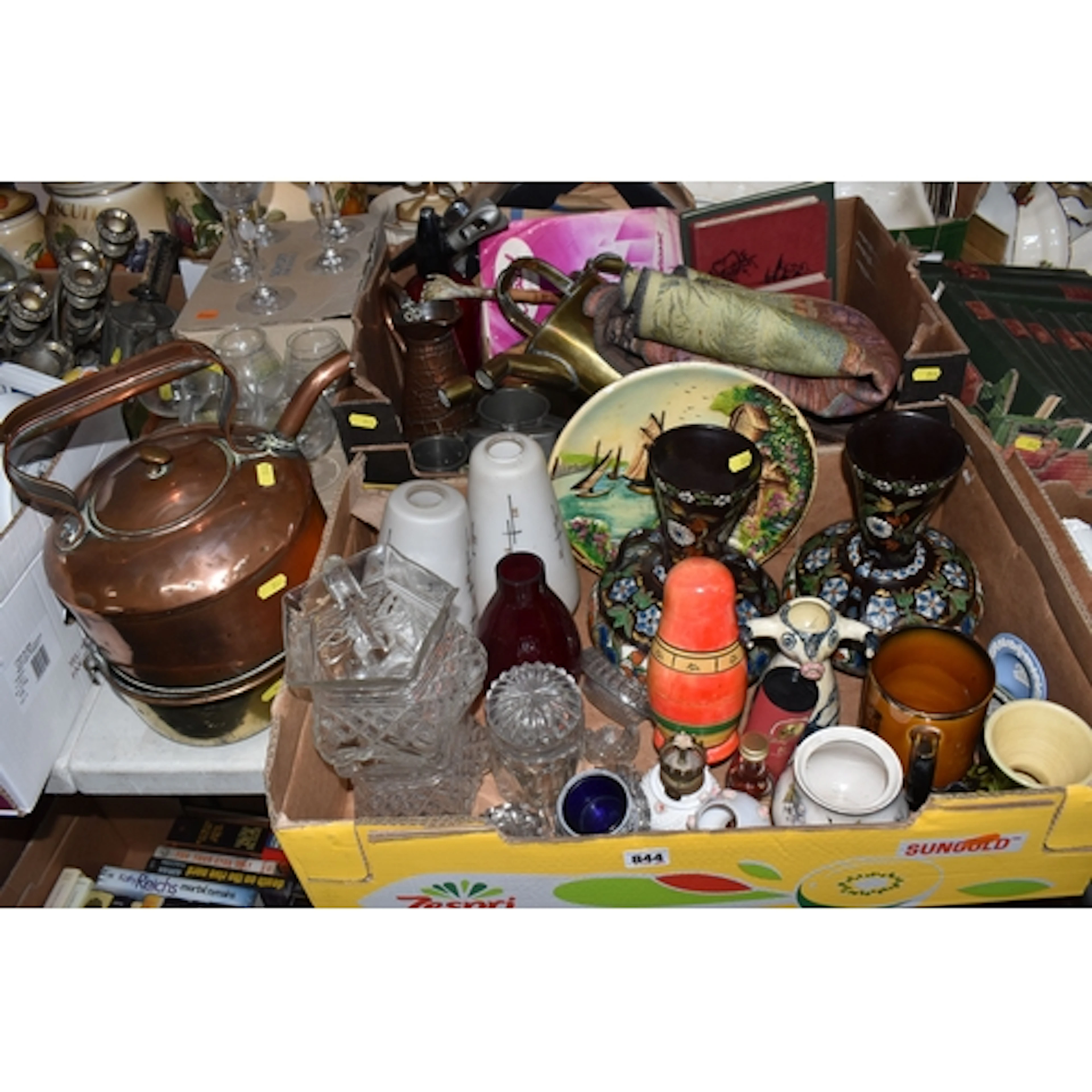 TWO BOXES AND LOOSE MISCELLANEOUS ITEMS to include two mid-c...