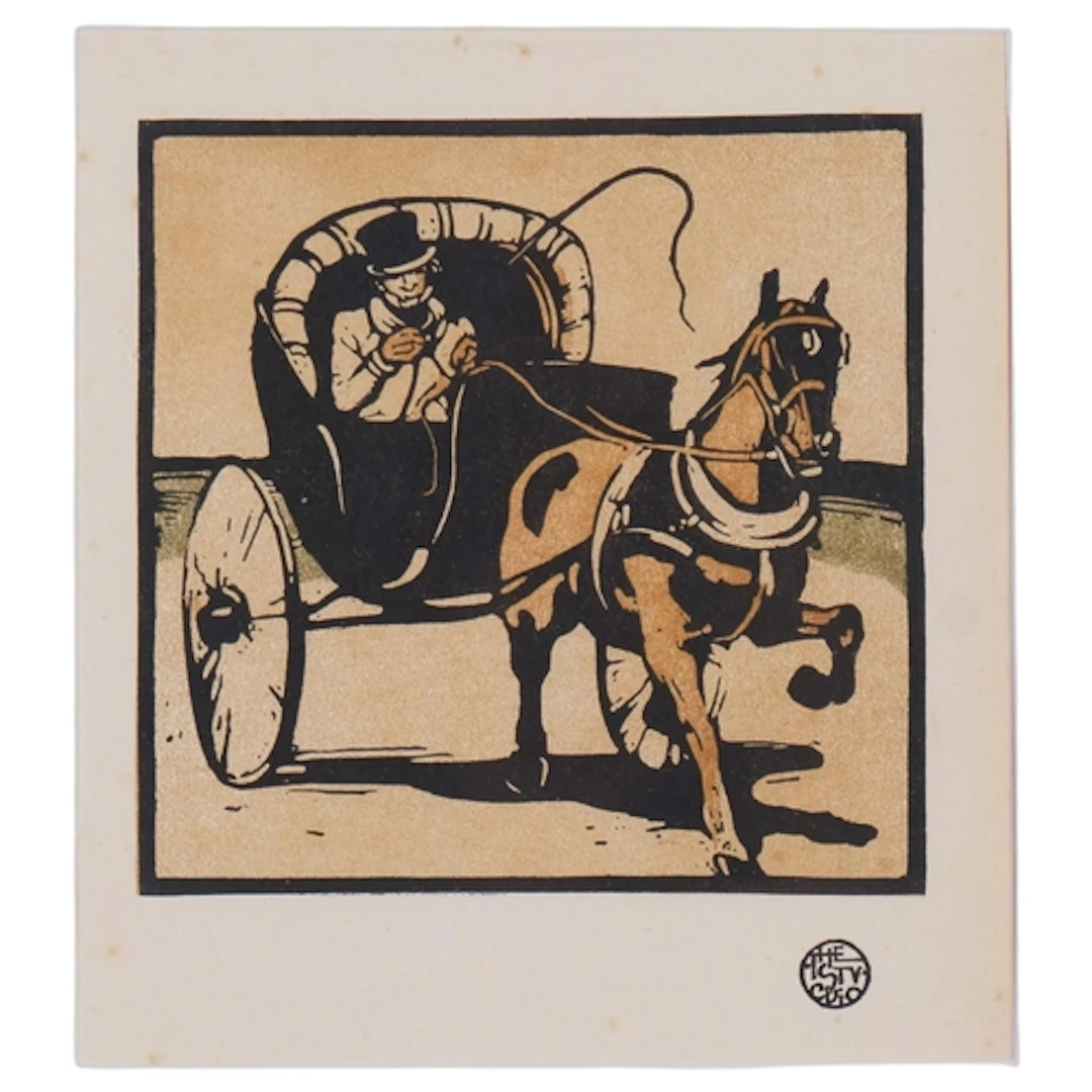 William Nicholson, Cabriolet, original woodcut print, Studio...