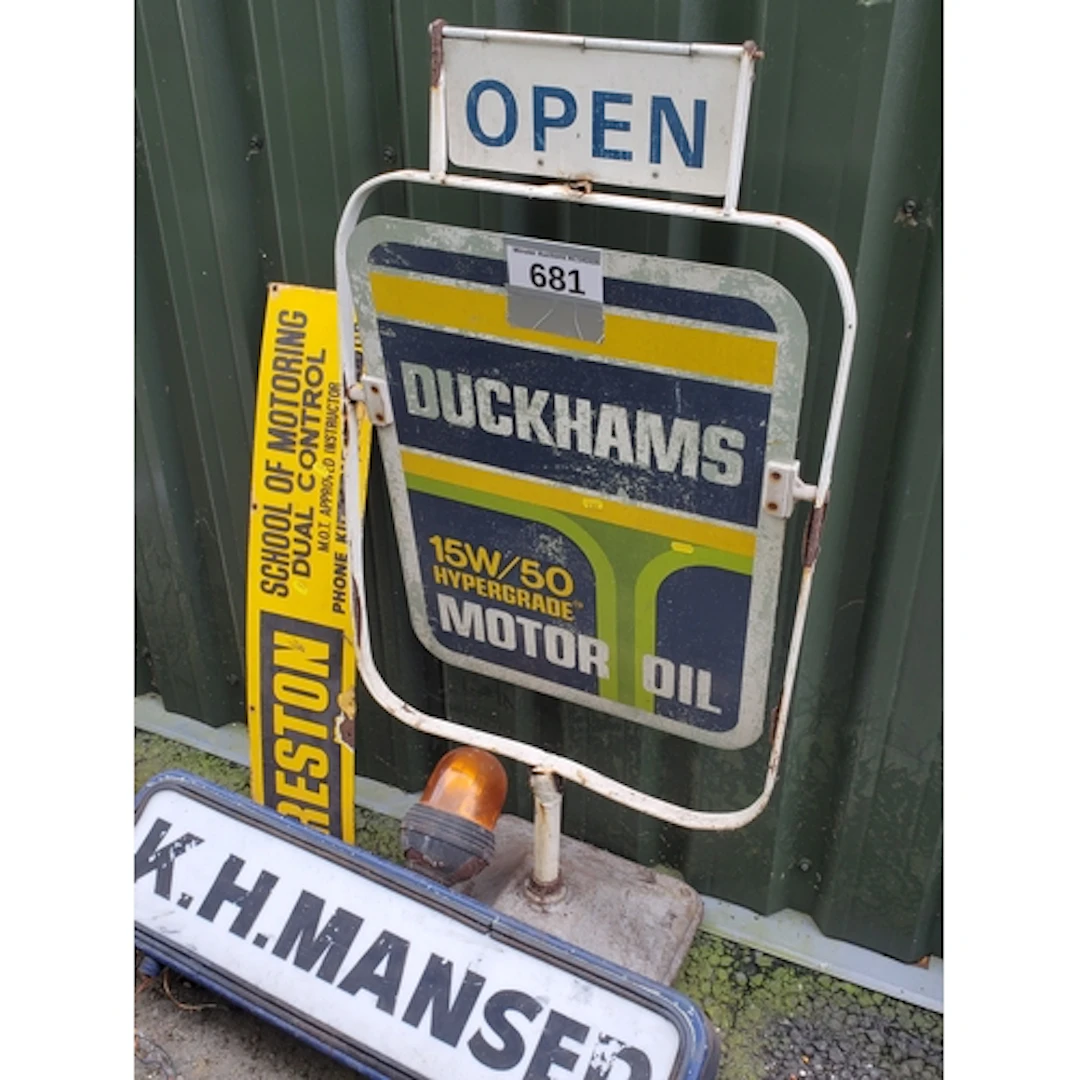 A 'Duckham's Motor Oil' Sign, 'Preston' enamel Sign and a K....