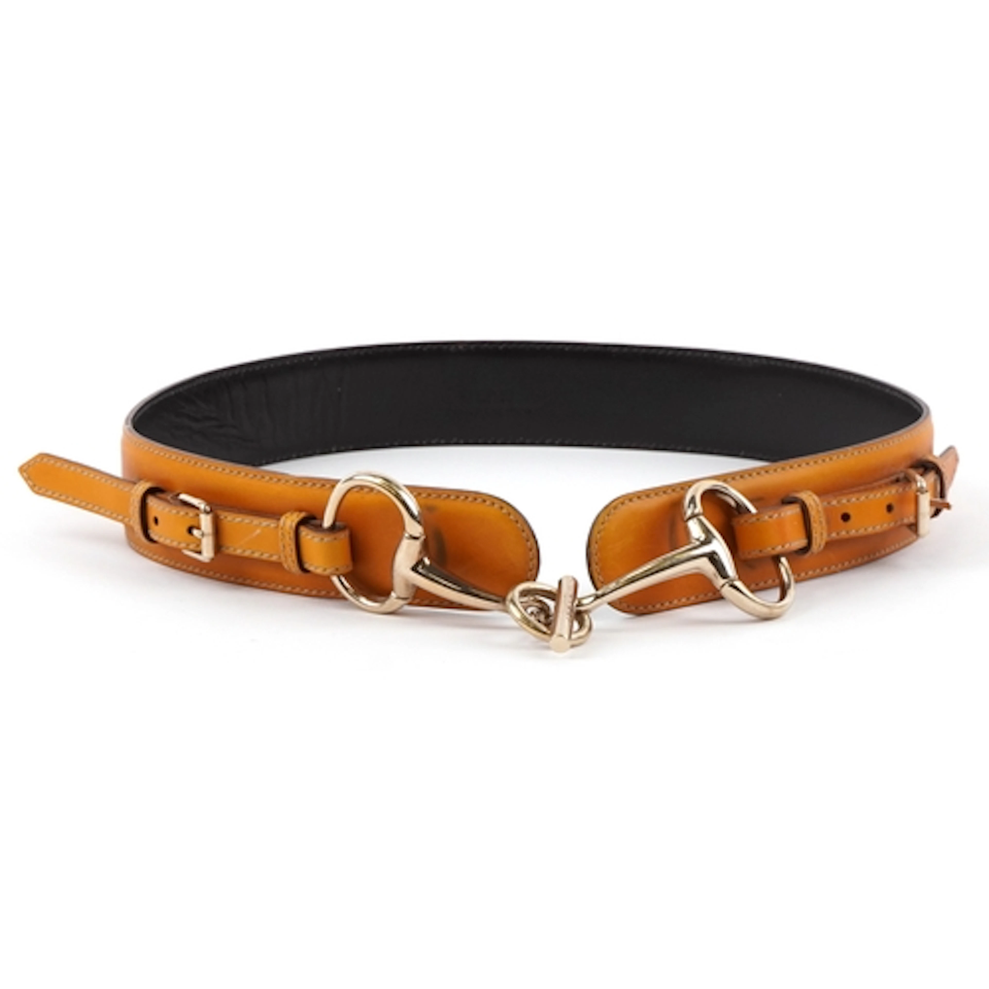Gucci ladies leather horse bit belt, 90cm in length.