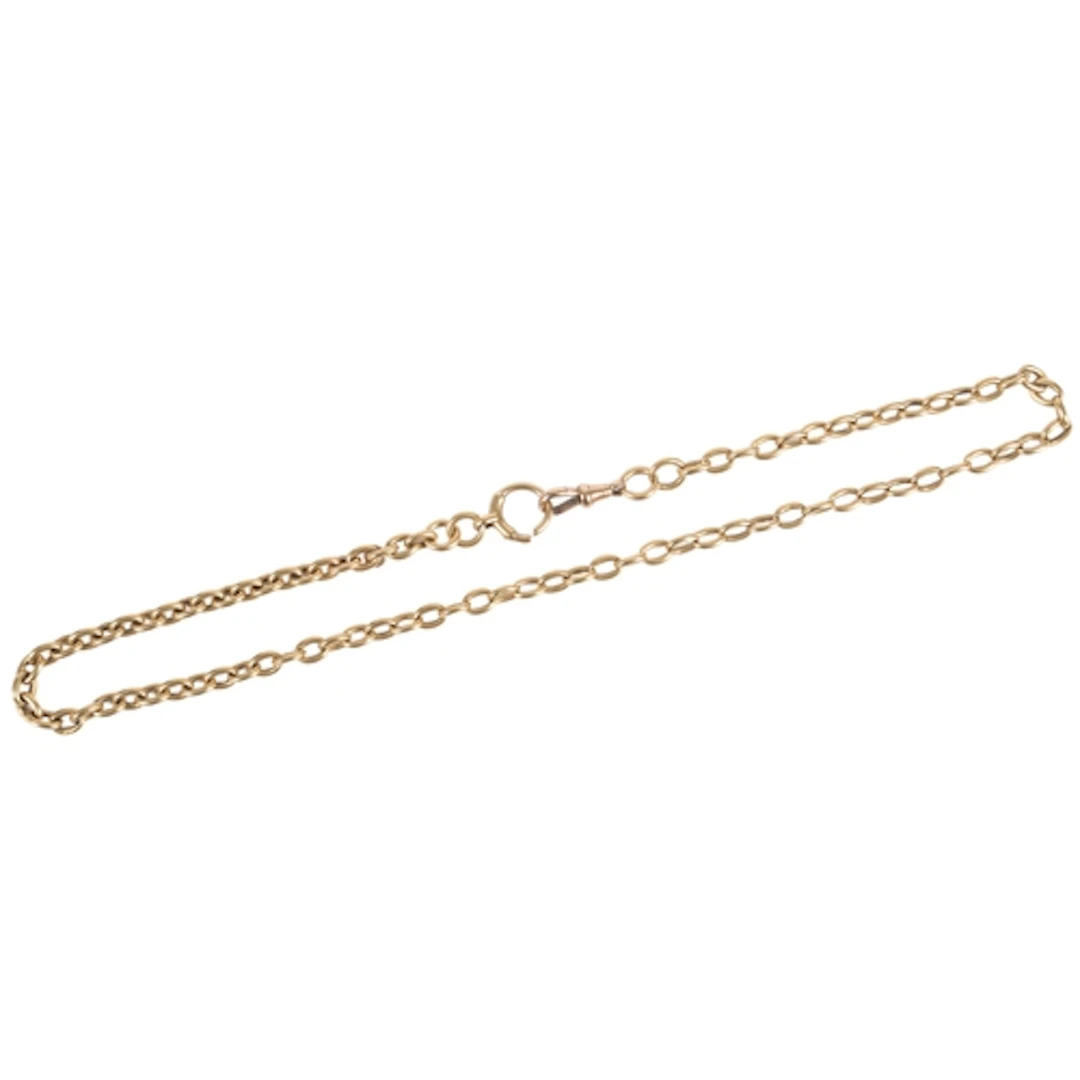 An 18ct gold necklace, early 20th century, composed of belch...