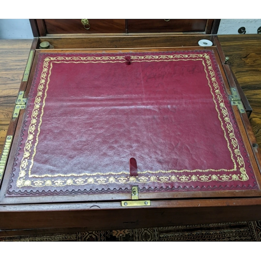 A Victorian mahogany travelling writing box, interior with f...