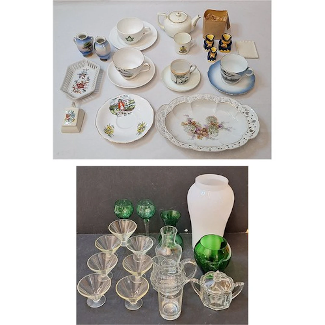 Pair Miniature Noritake Urn Vases, souvenir ware incl. small...
