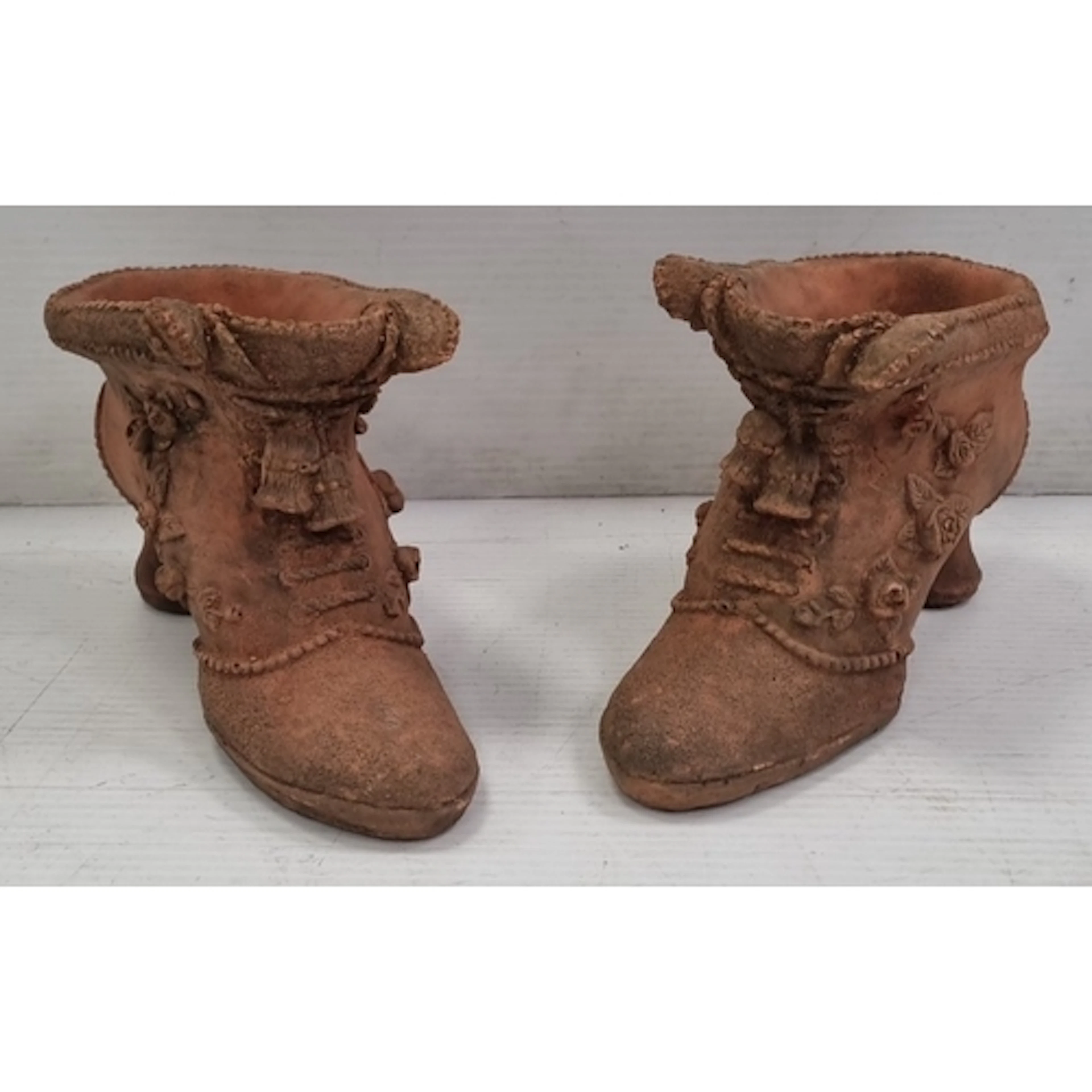 Pair of Victorian-Style High-Button Boot Terracotta Planters...