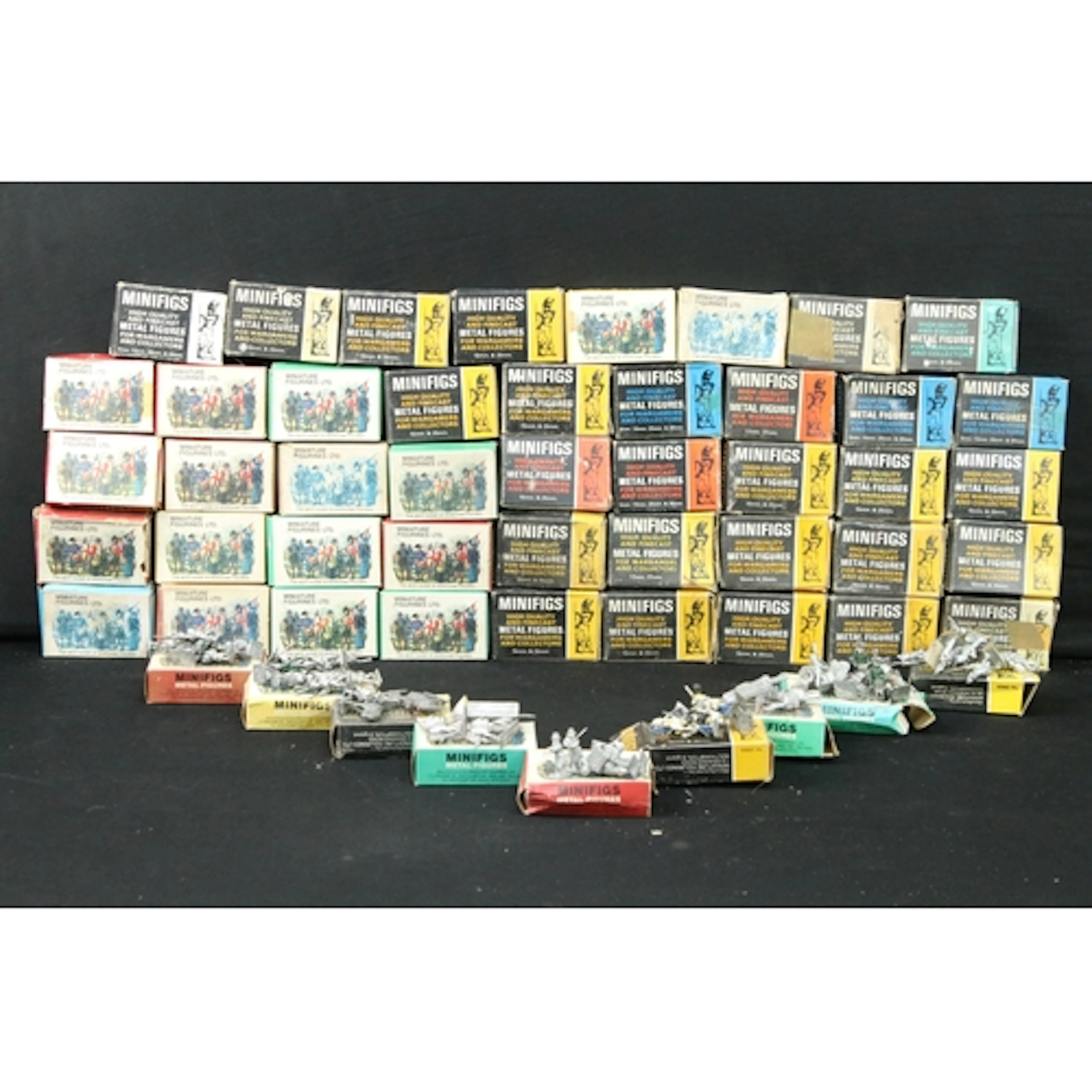 Collection of 53 boxed military and war gaming metal minifig...