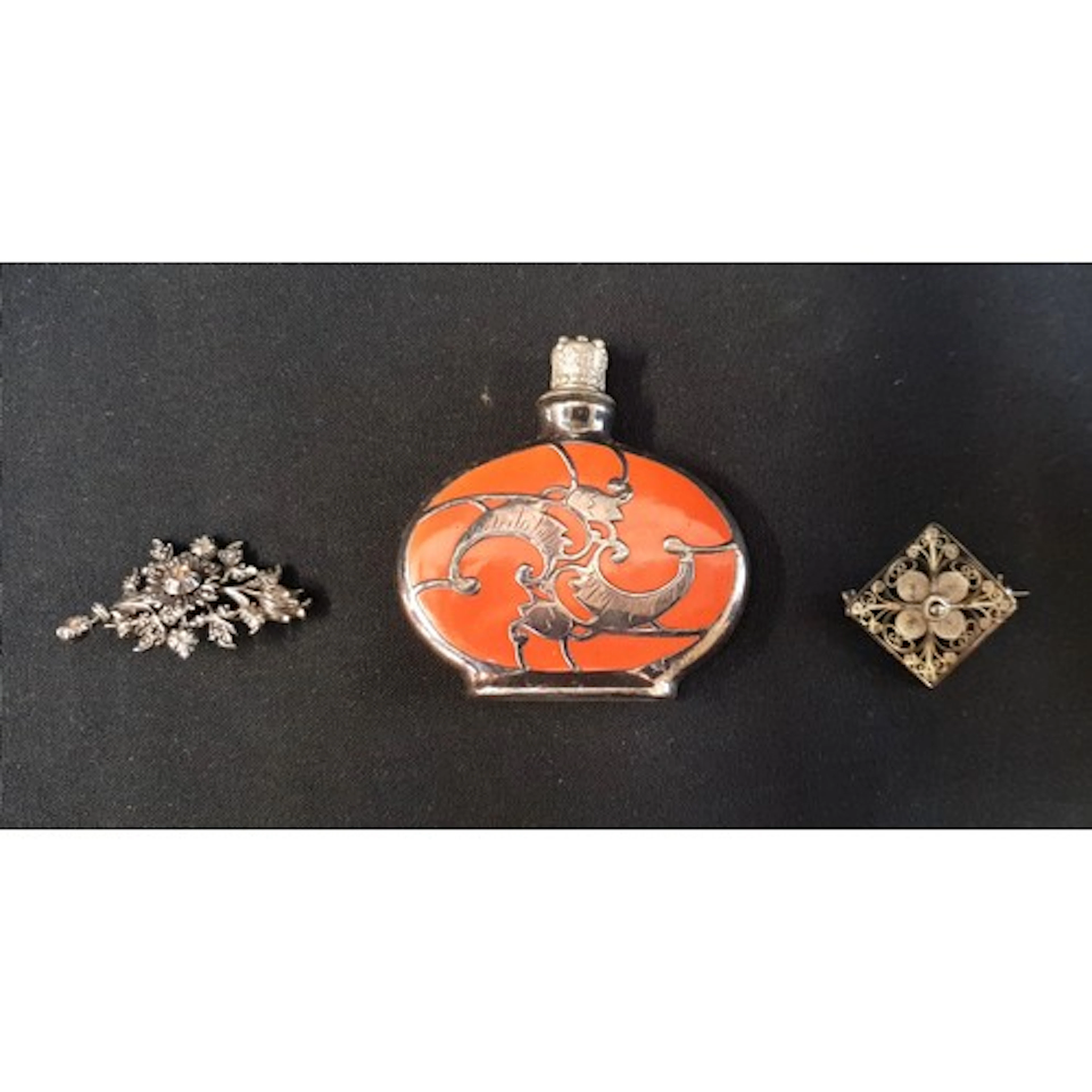 ART DECO PORCELAIN PERFUME BOTTLE with crown top, the body w...