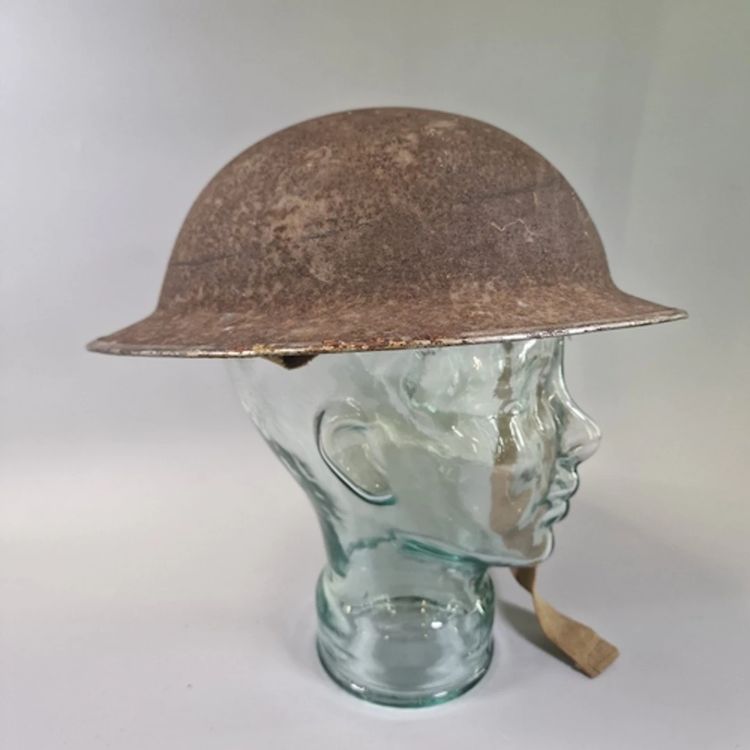 WW2 British Mk II Brodie helmet, with liner and chinstrap, d...