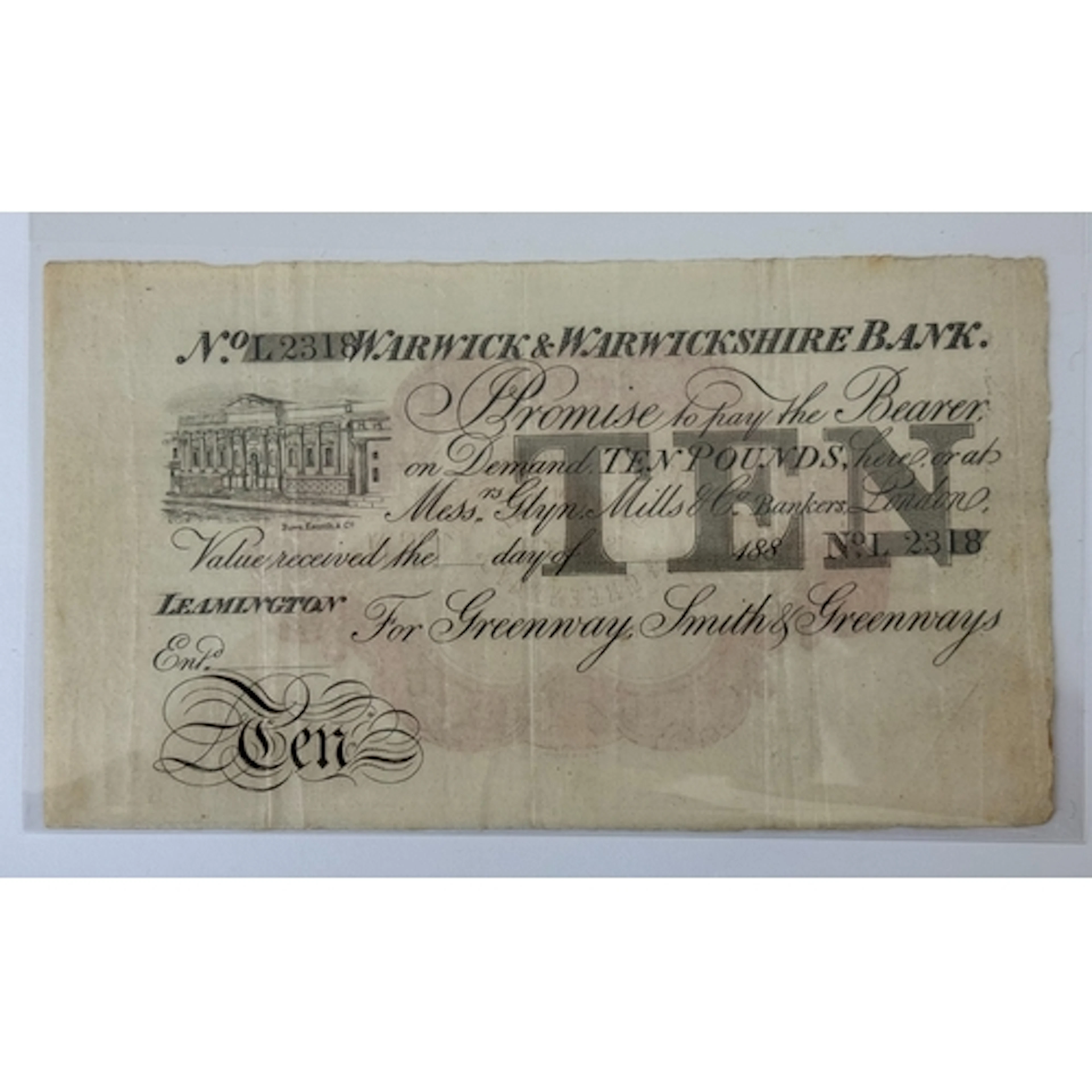 Banknotes: Warwick & Warwickshire Bank for Greenway Smit...