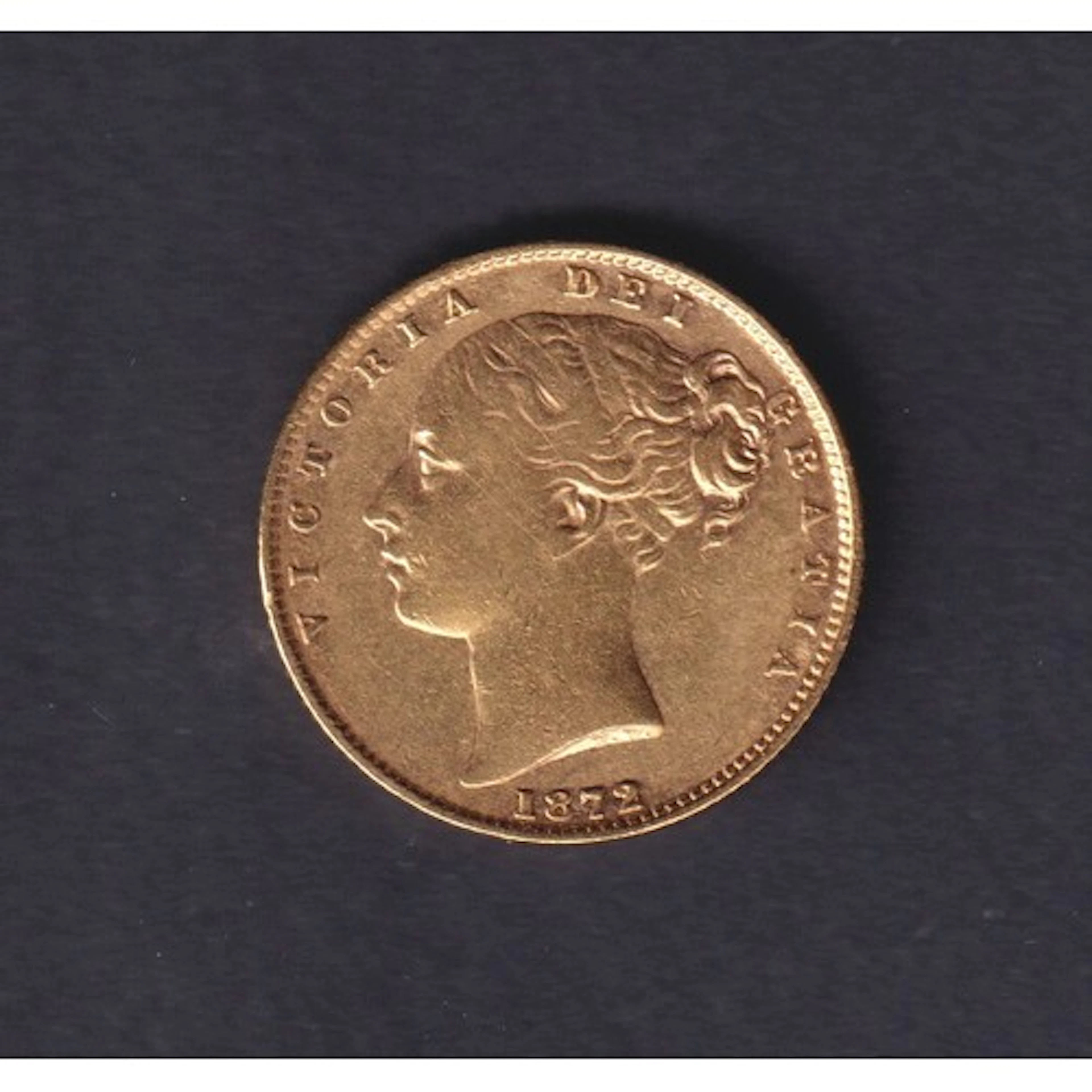 1872 Great Britain Queen Victoria Shield Back gold full Sove...