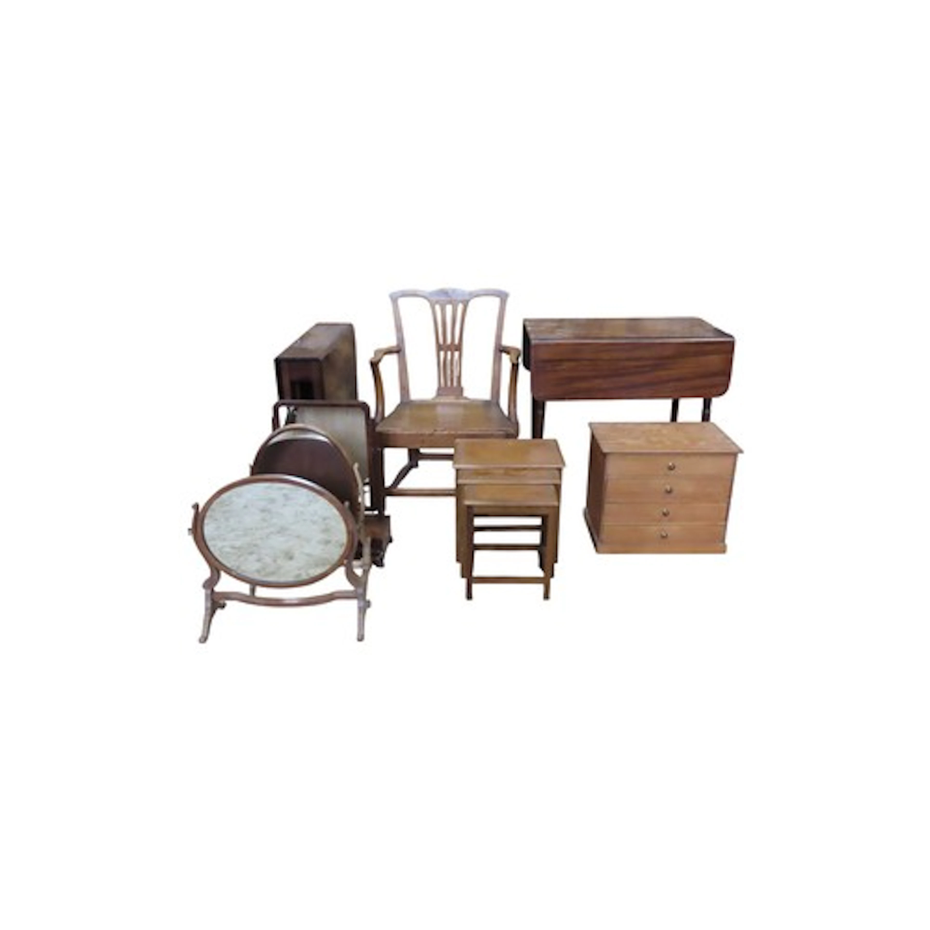 One lot of miscellaneous furniture comprising a Georgian elm...