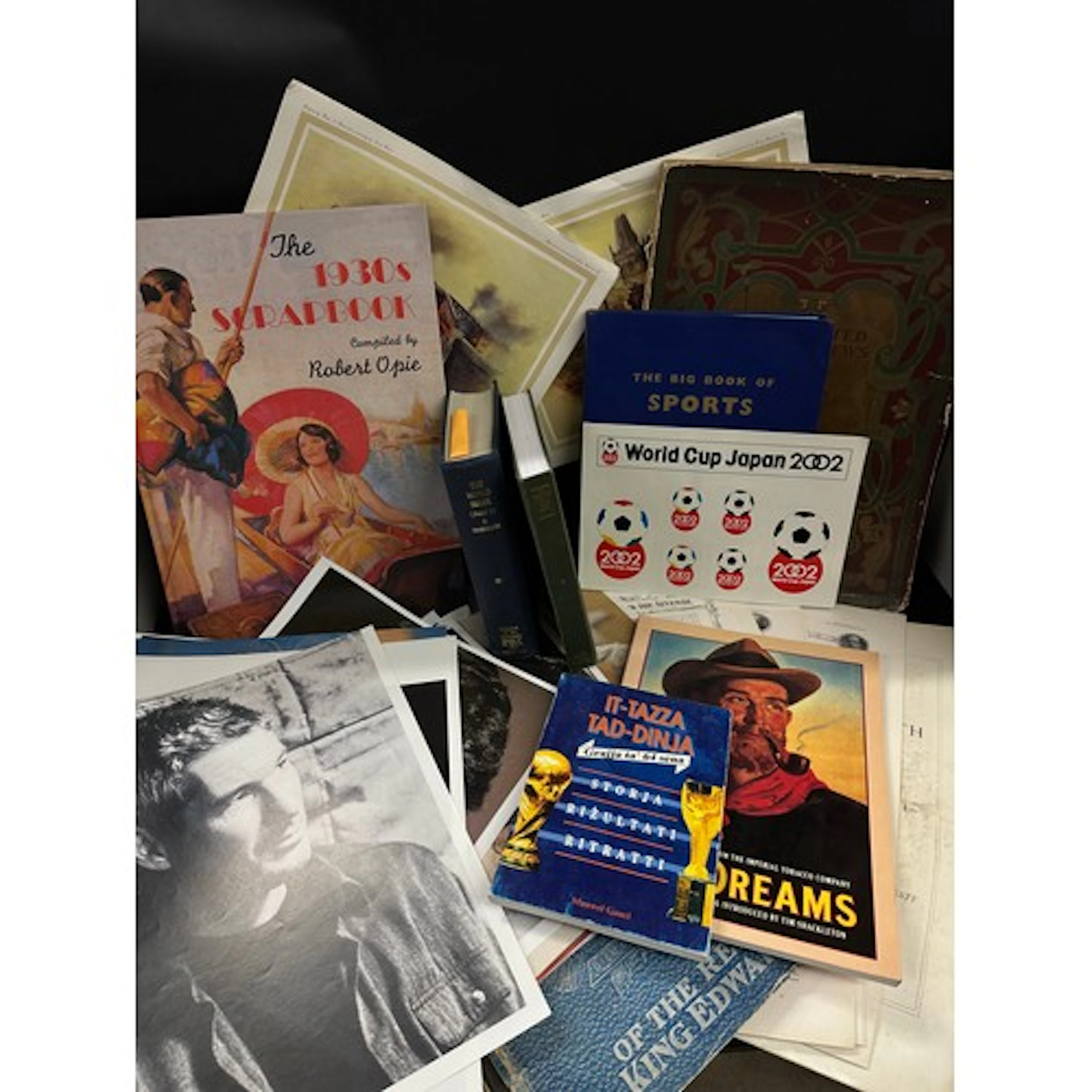 Box of books and mixed ephemera including 88 photographs of ...