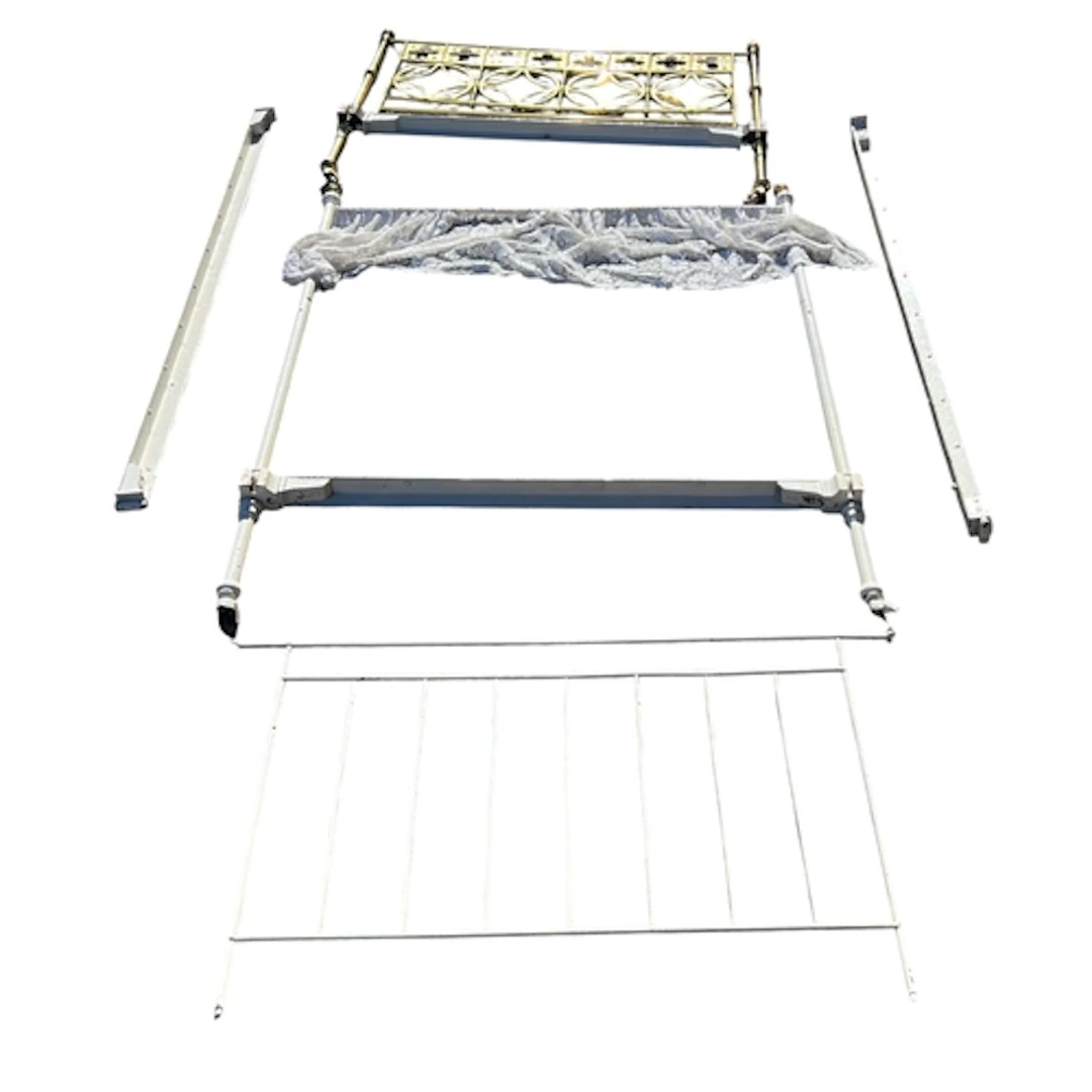 A VICTORIAN BRASS AND WHITE PAINTED CAST IRON DOUBLE BEDSTEA...