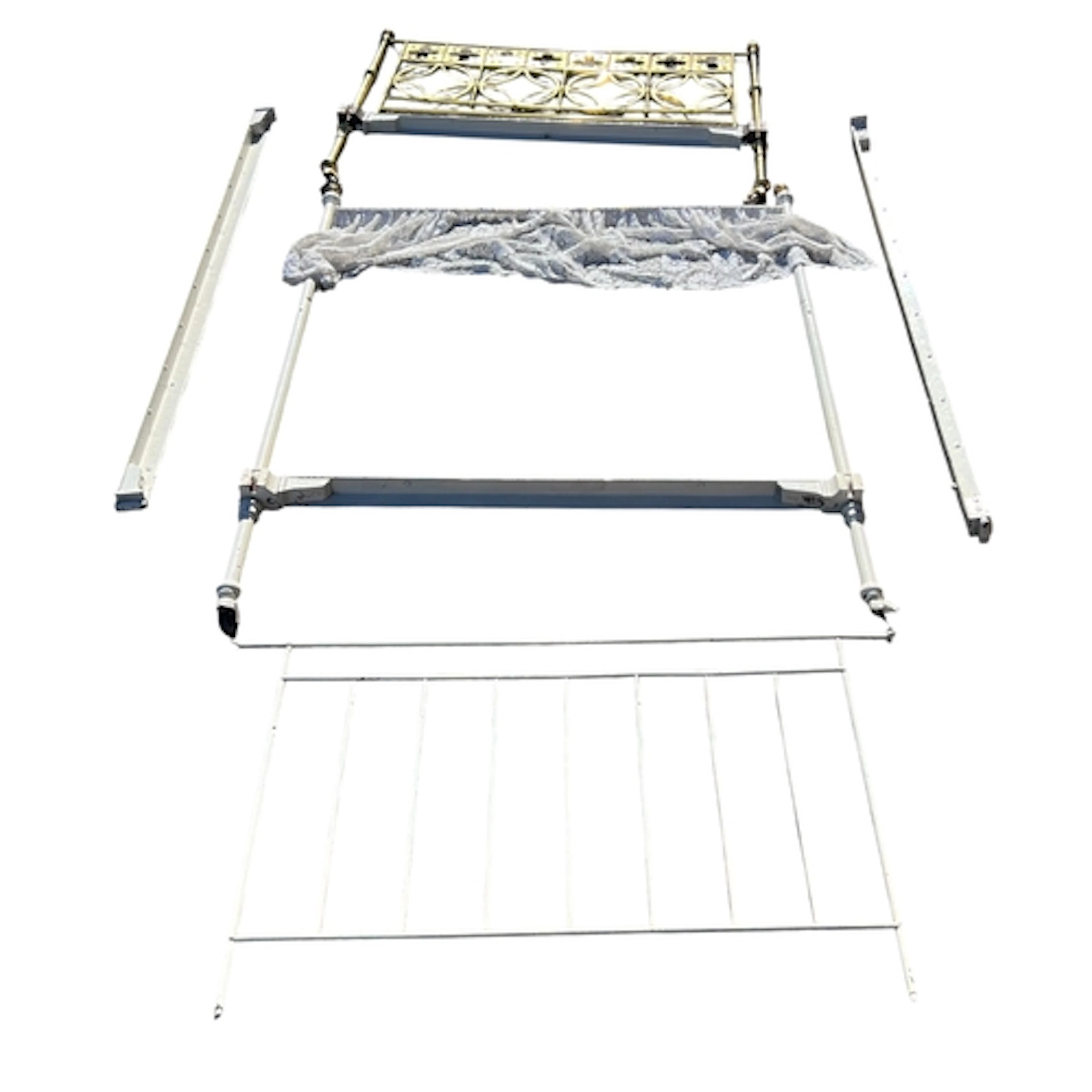 A VICTORIAN BRASS AND WHITE PAINTED CAST IRON DOUBLE BEDSTEA...
