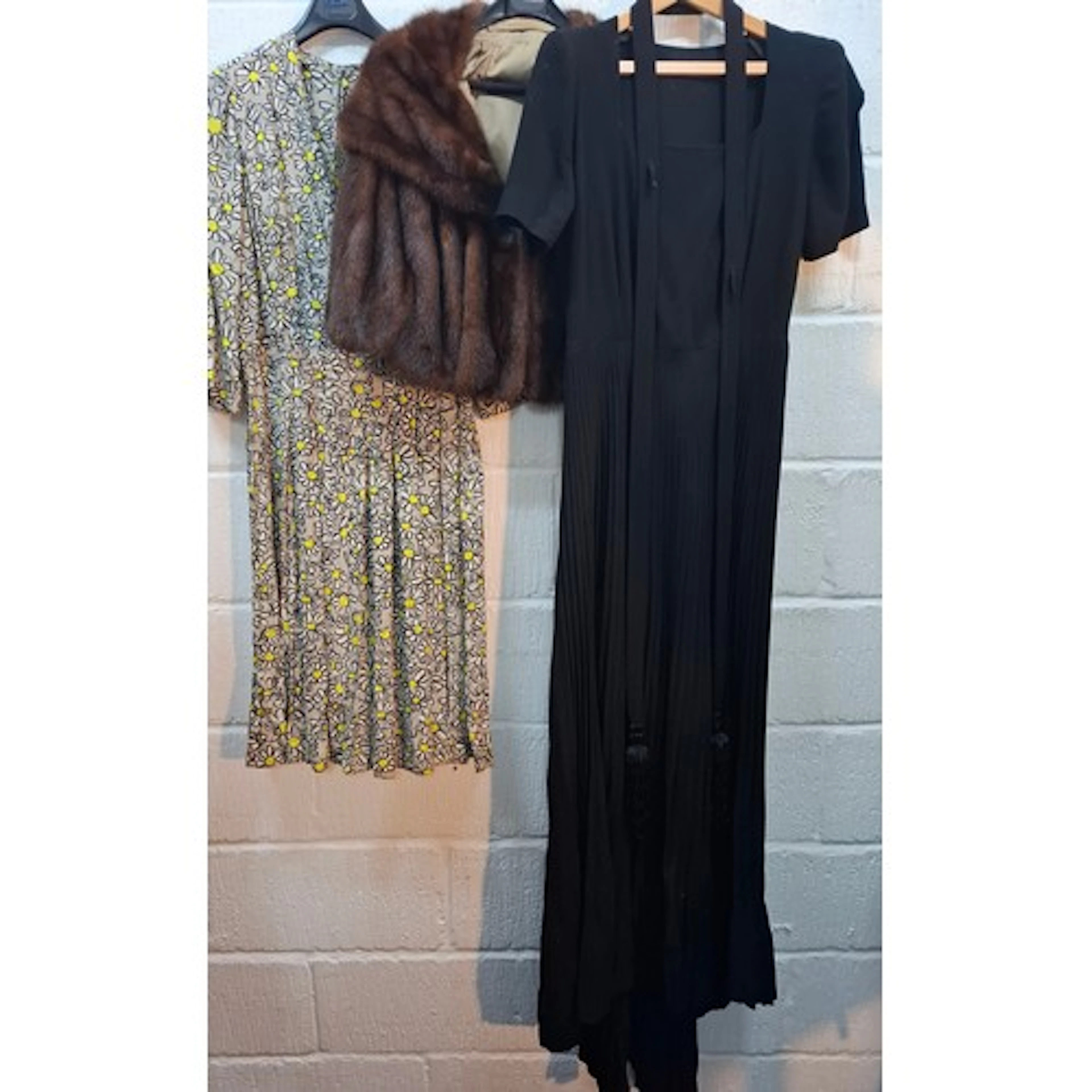 A vintage brown mink fur cape with attached fur shawl collar...