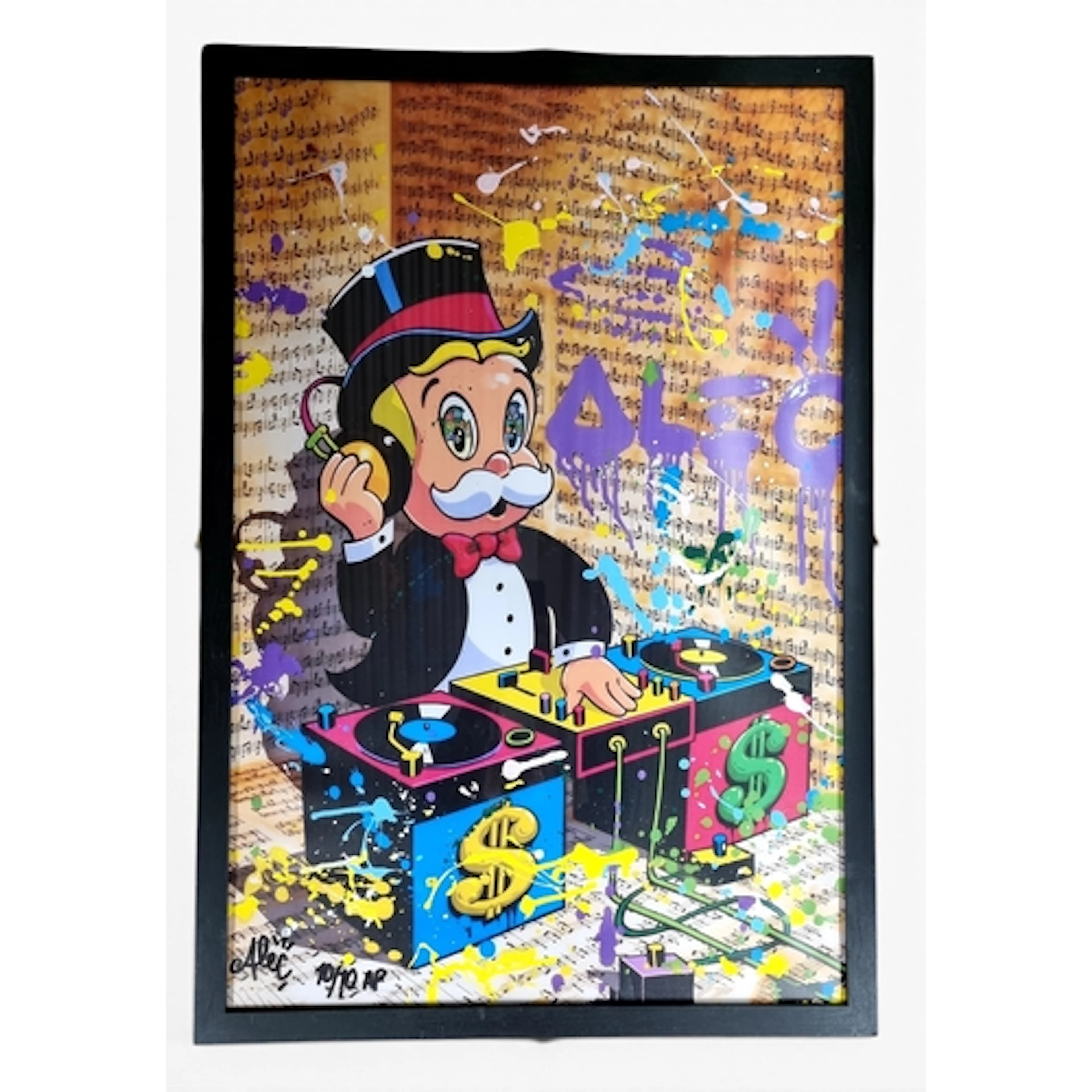 After Alex Monopoly. A coloured Print of a DJ. 95 x 65 cm ap...