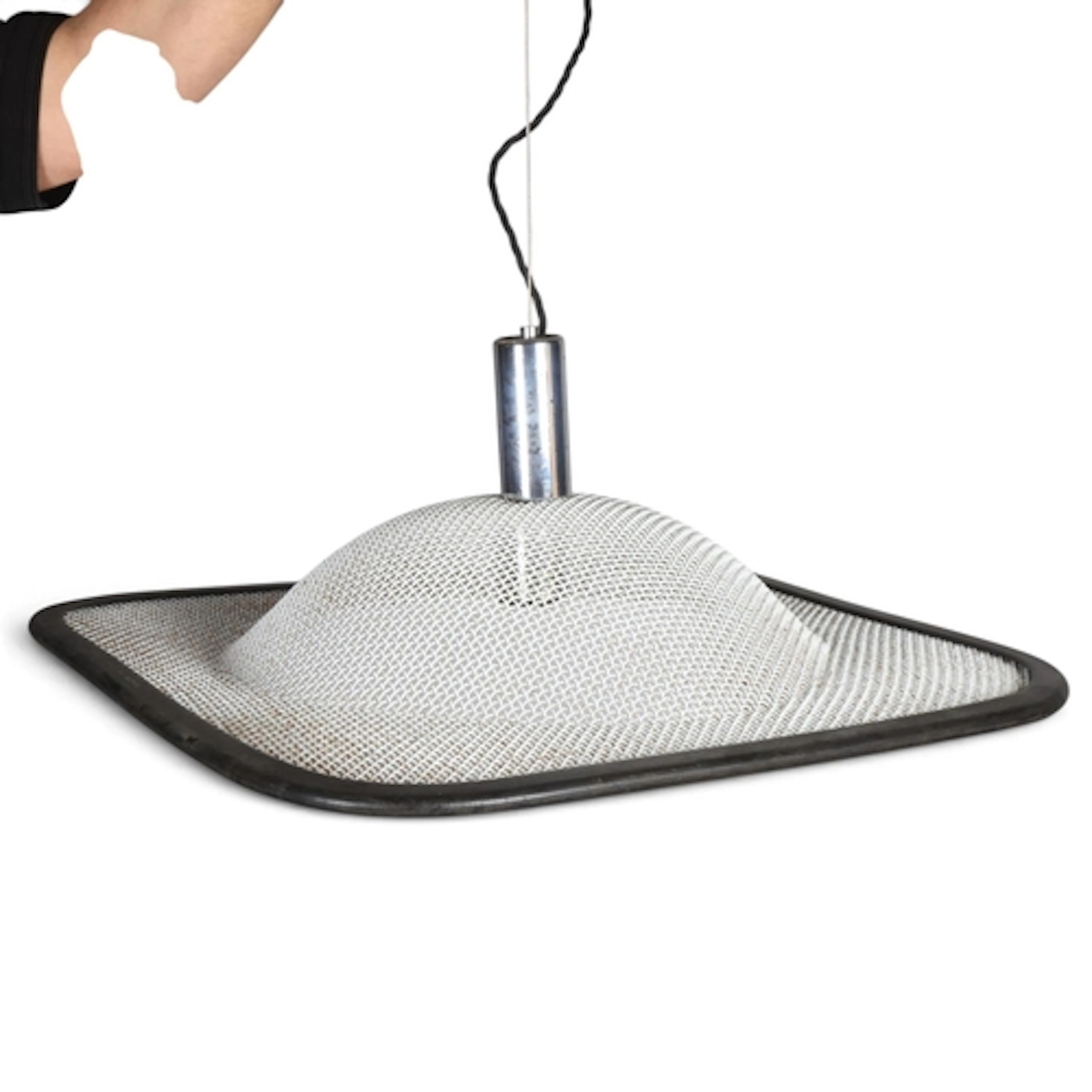 Reggiani Goffredo, Italy, a vintage steel mesh ceiling light...