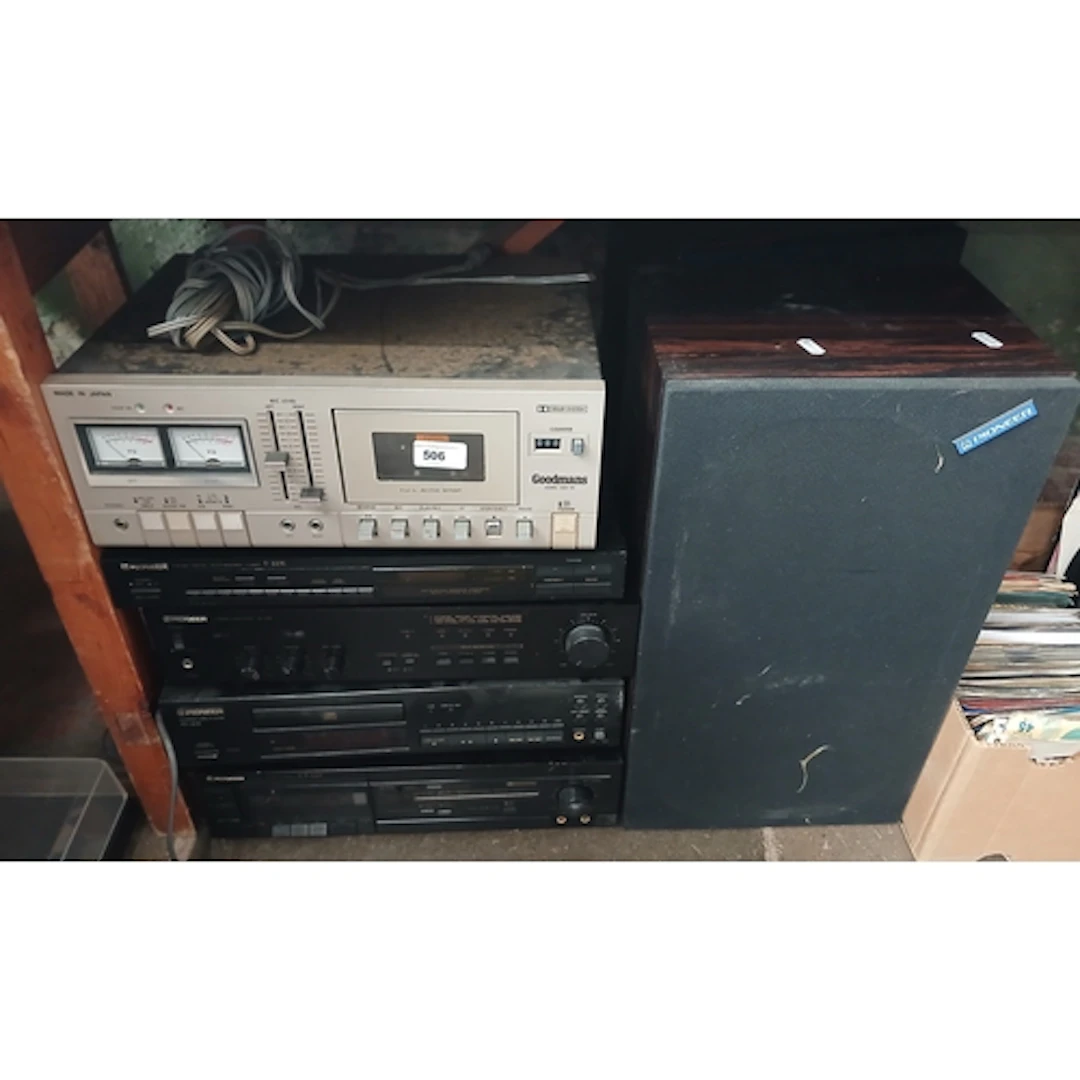 Audio separates comprising Goodmans SCD110, Pioneer F-223L, ...