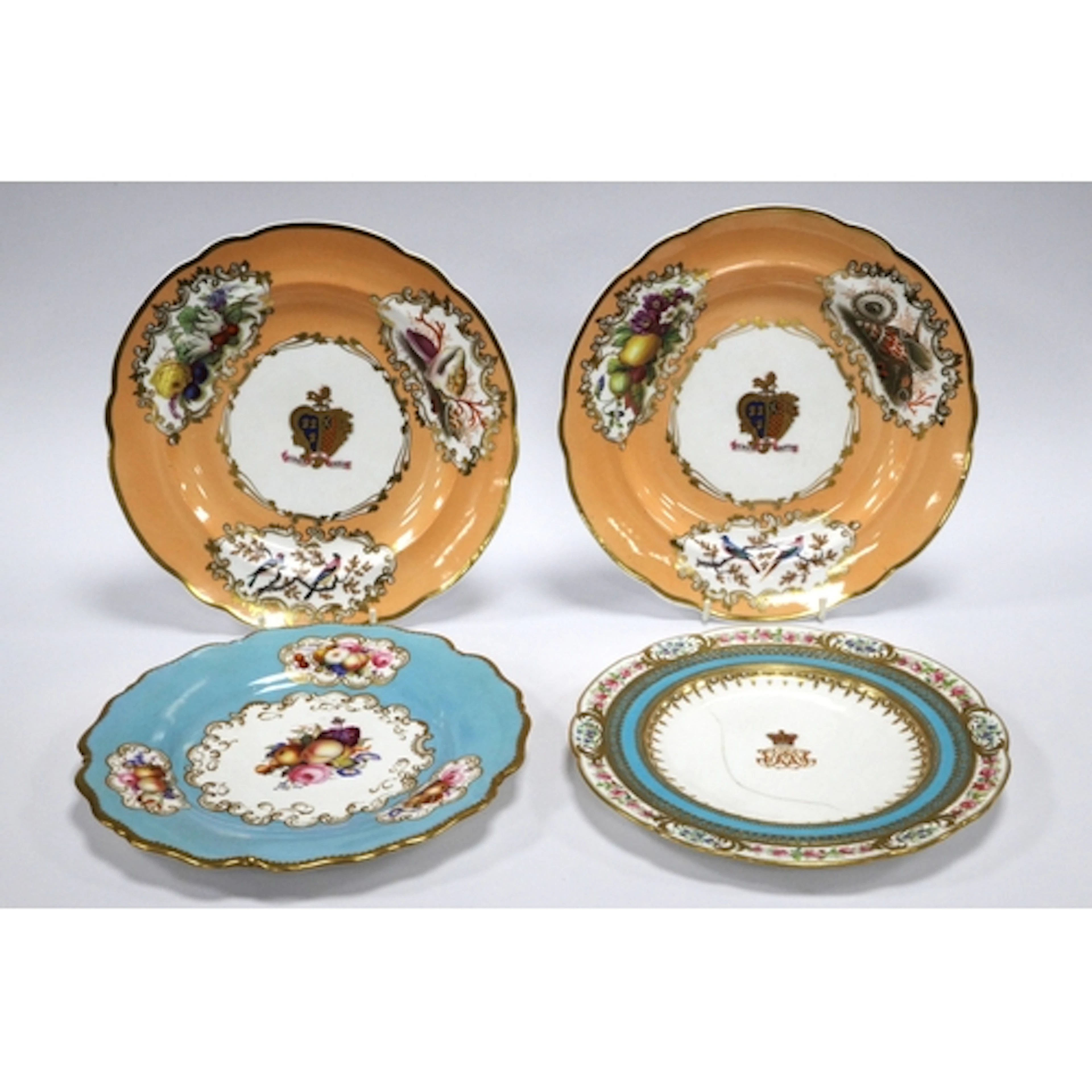 A Pair of Copeland and Garrett Felspar Porcelain Armorial Pl...