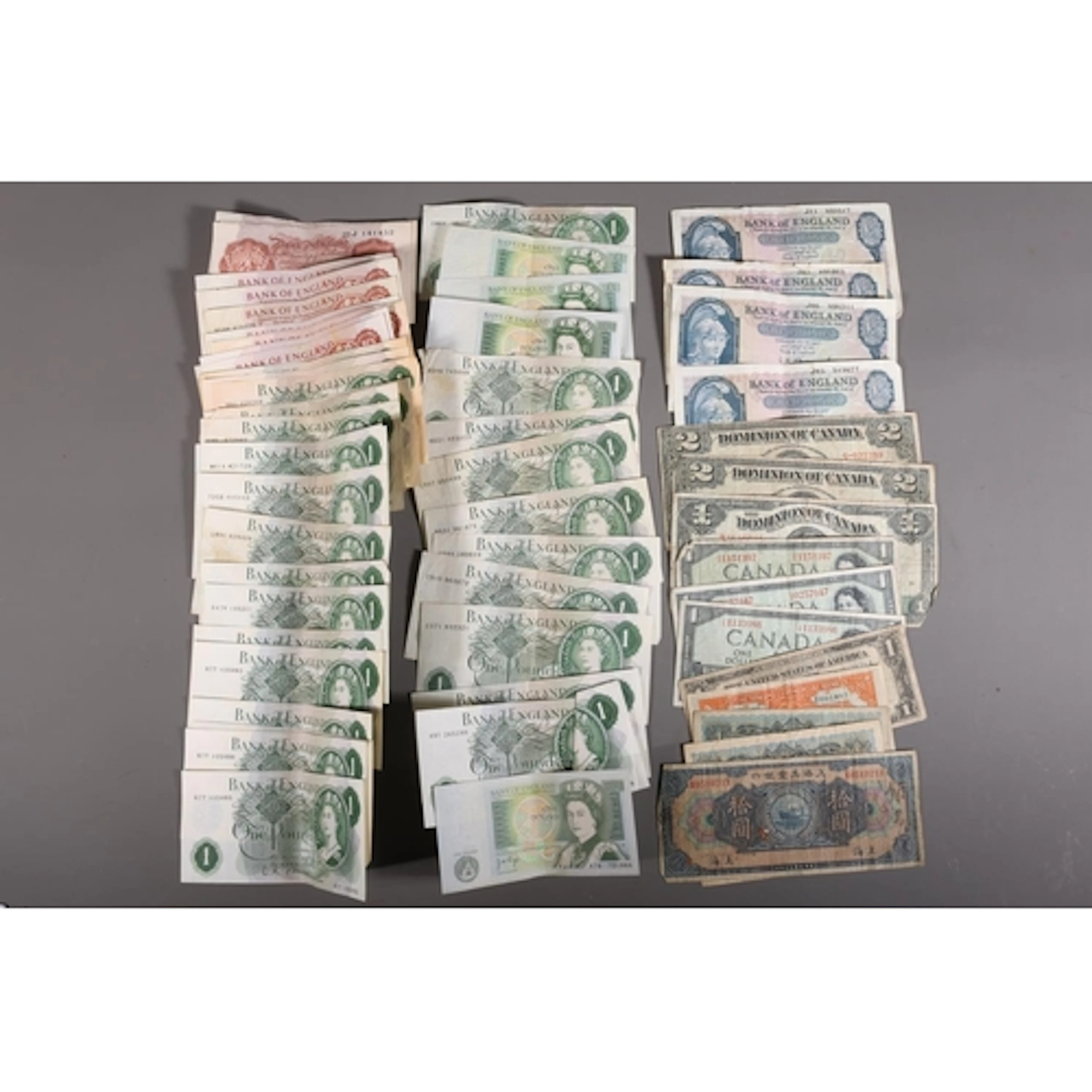 English banknotes to include four Helmeted Britannia issue f...