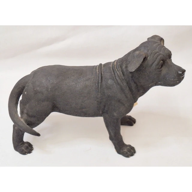 Large Heavy Black Composition Staffordshire Bull Terrier Fig...