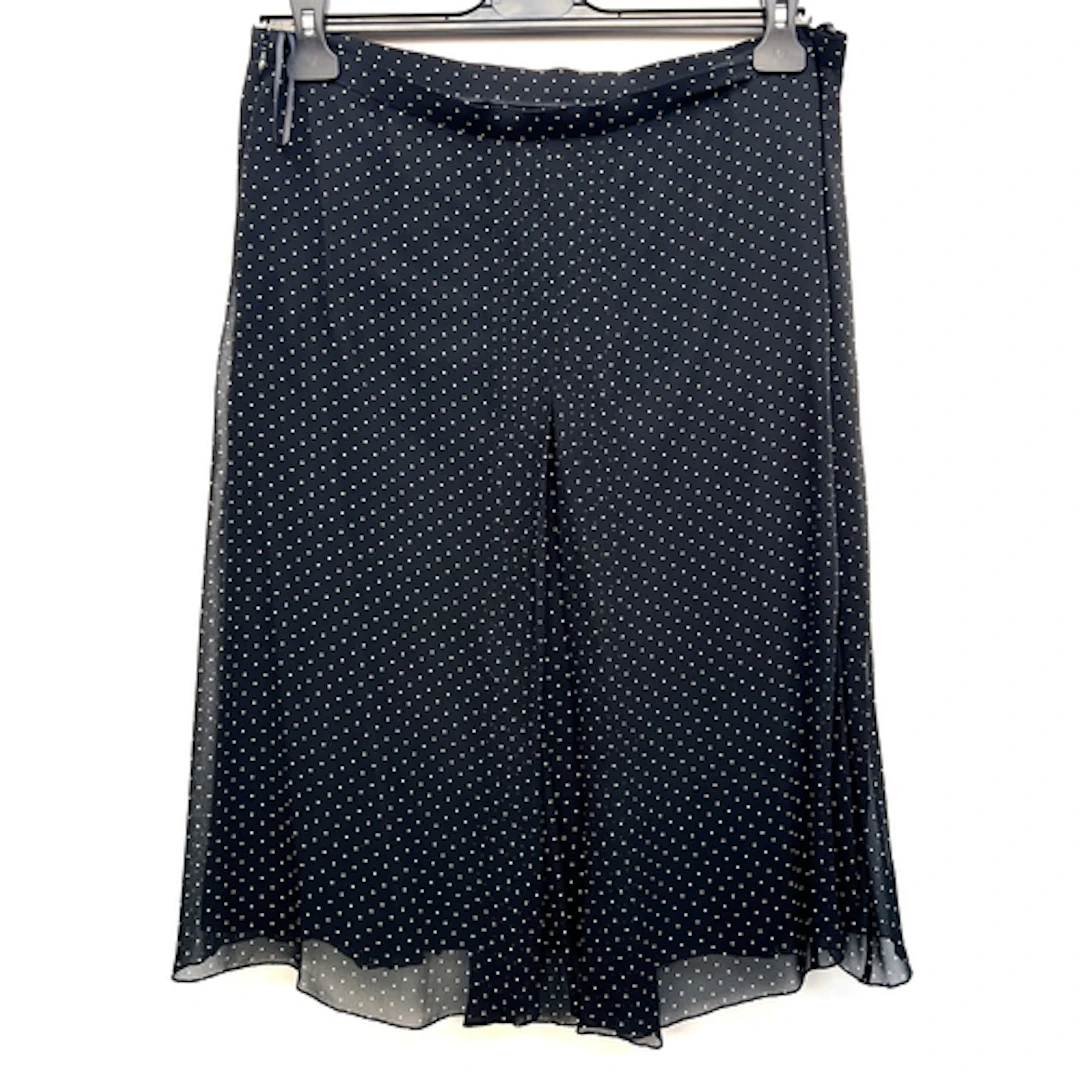 A Moschino silk black and white polka dot skirt, size 14