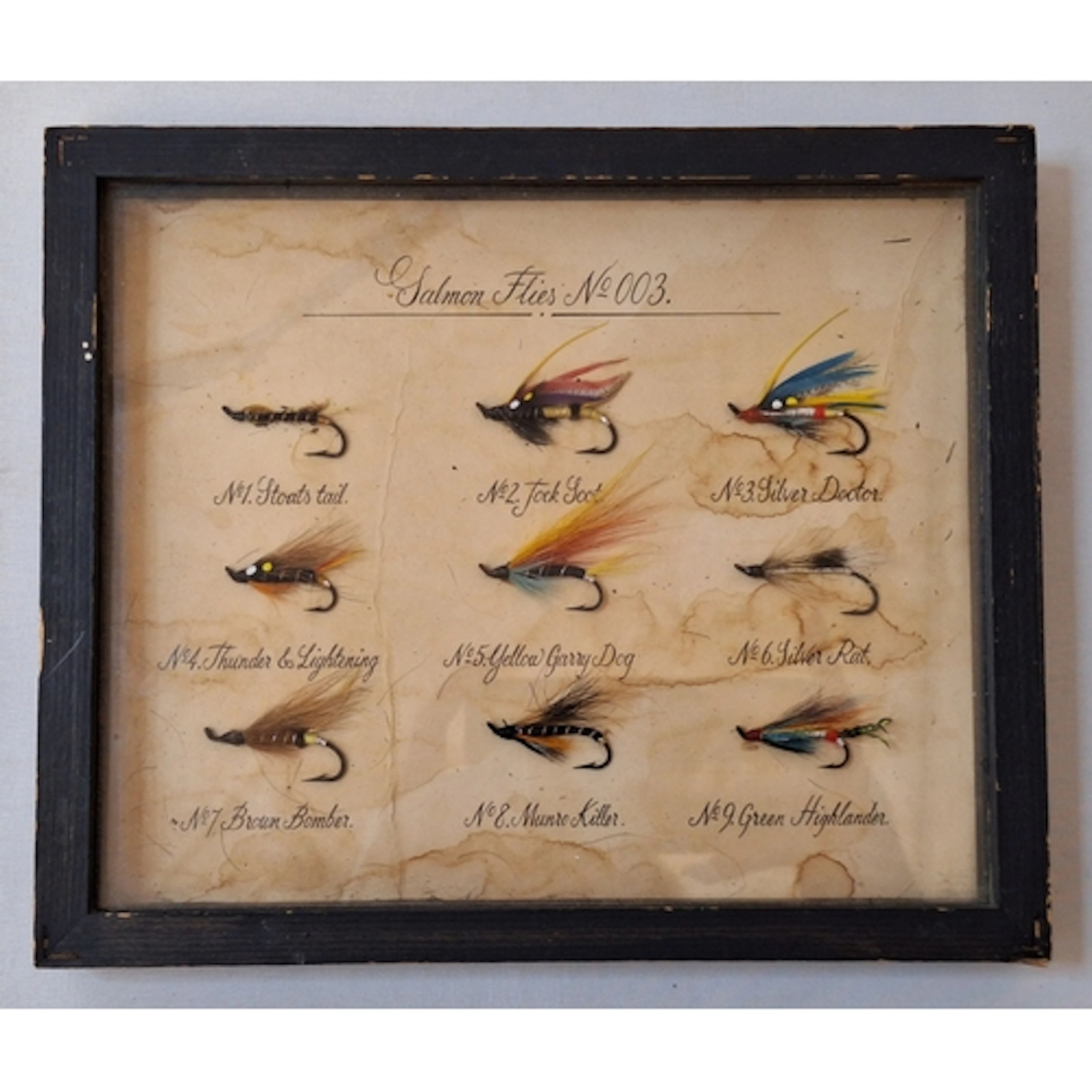 Cased Set of Salmon Fishing Fly's marked 003 incl. Stoke Tai...