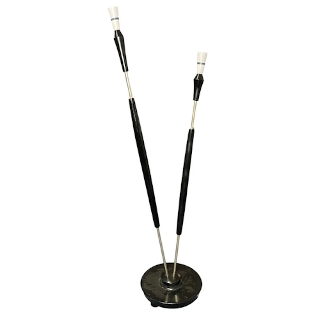 A vintage mid century circa 1960s, twin-armed angular floor-...