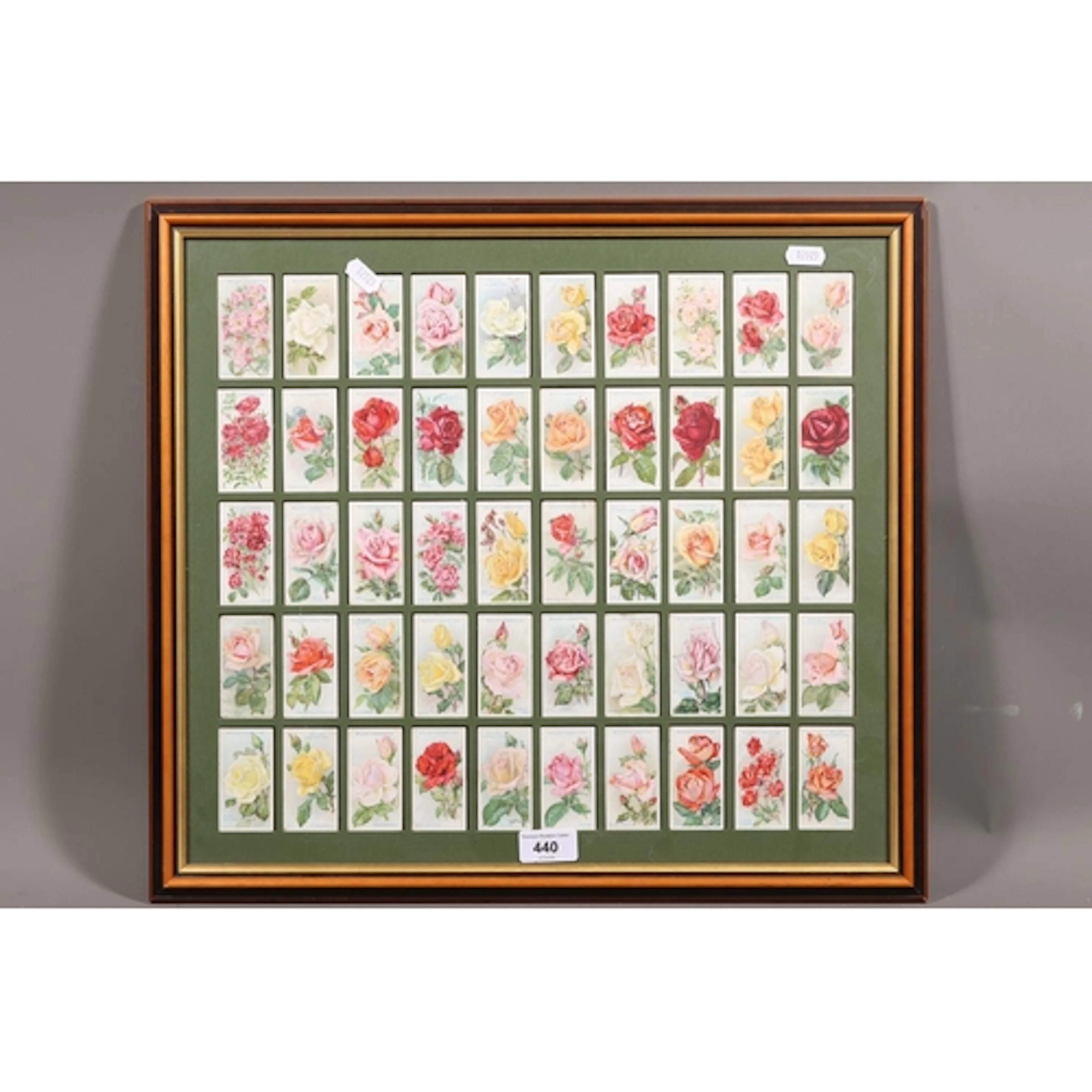 Framed set of W D & H O Wills Roses cigarette cards, fra...