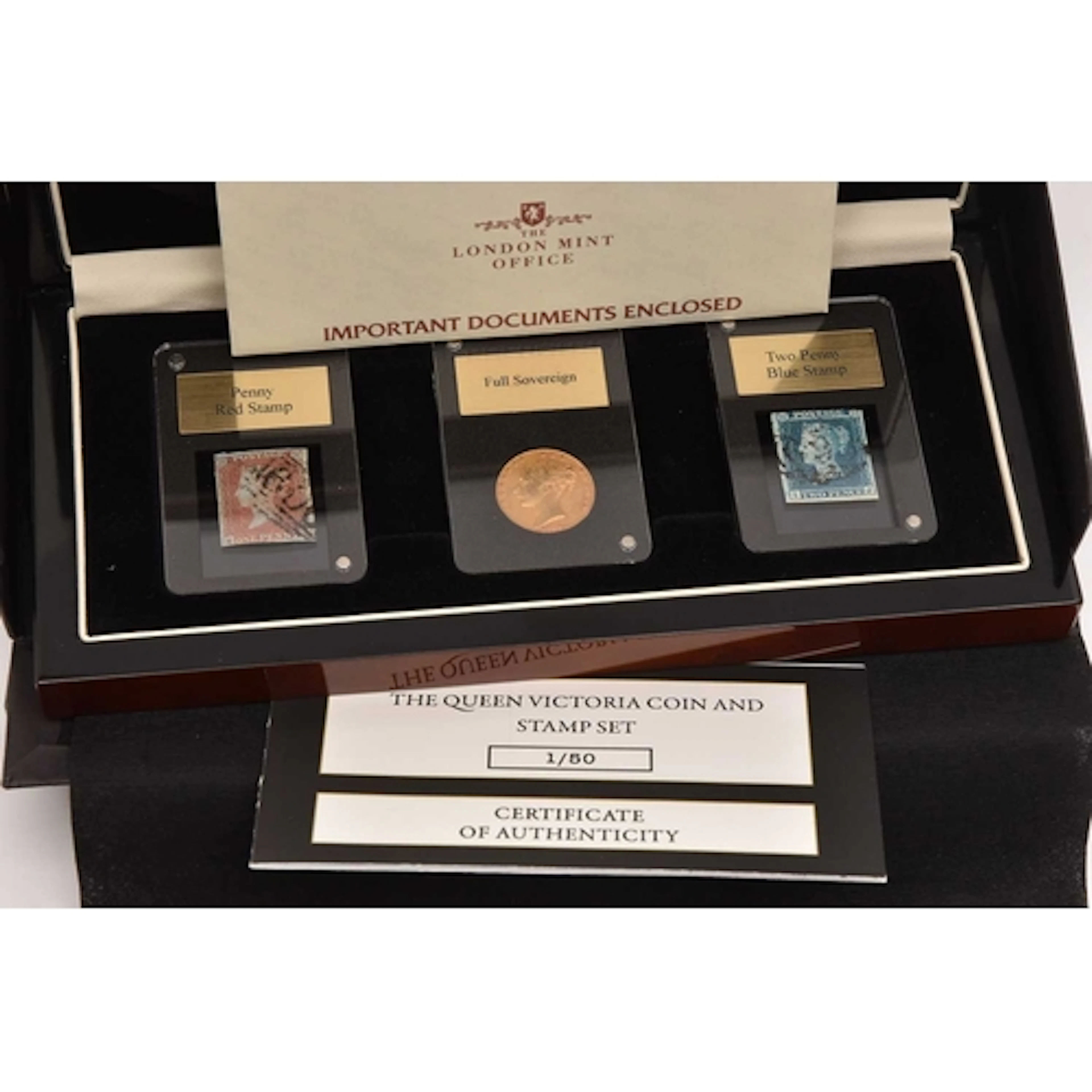Gold and Stamps. A presentation-cased Queen Victoria Coin an...