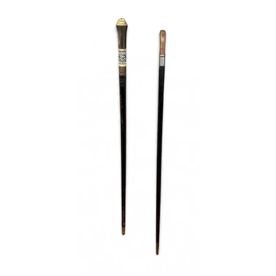 AN INDIAN SWORD STICK TOGETHER WITH AN INDIAN CANE The sword...