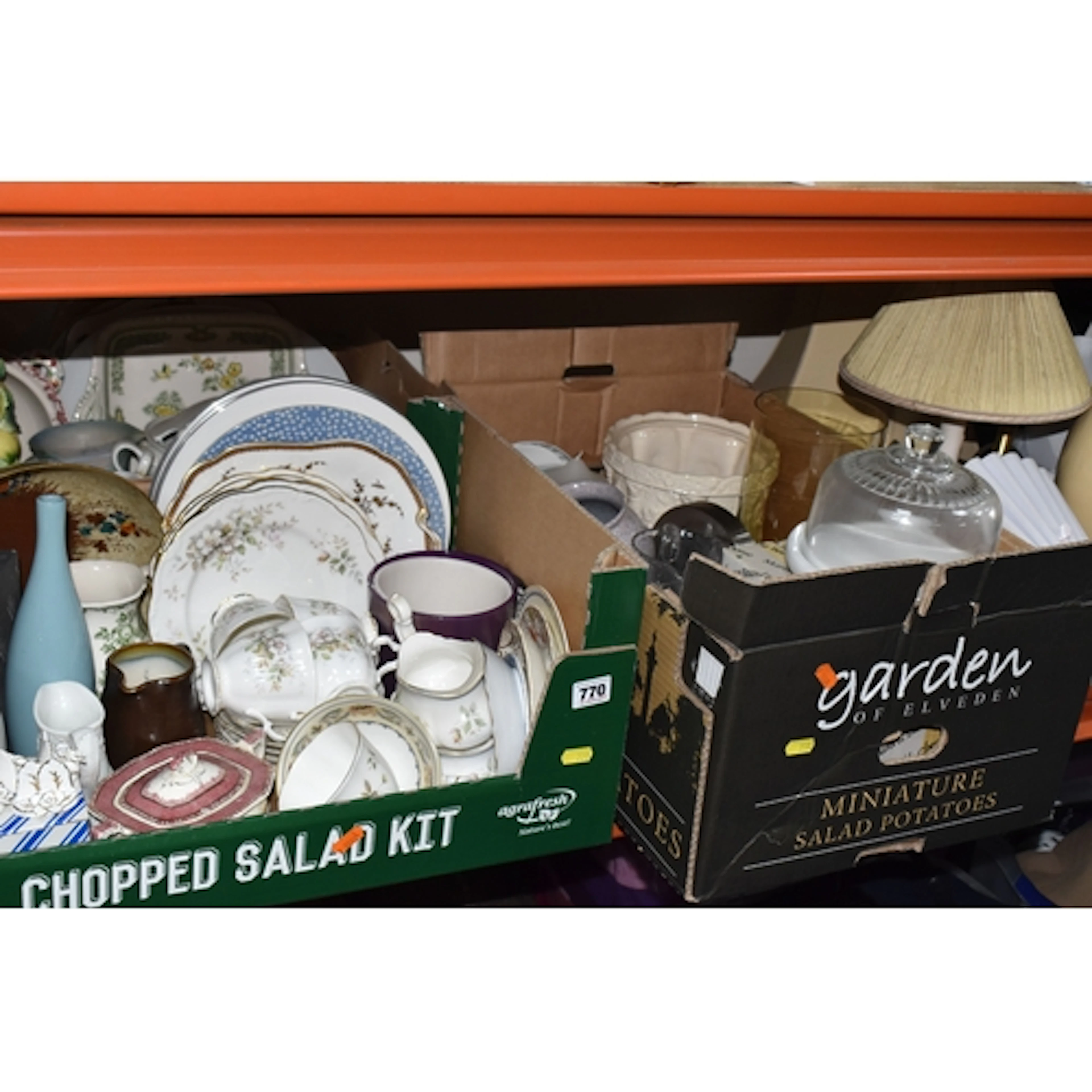 THREE BOXES AND LOOSE OF GENERAL HOUSEHOLD ITEMS to include ...