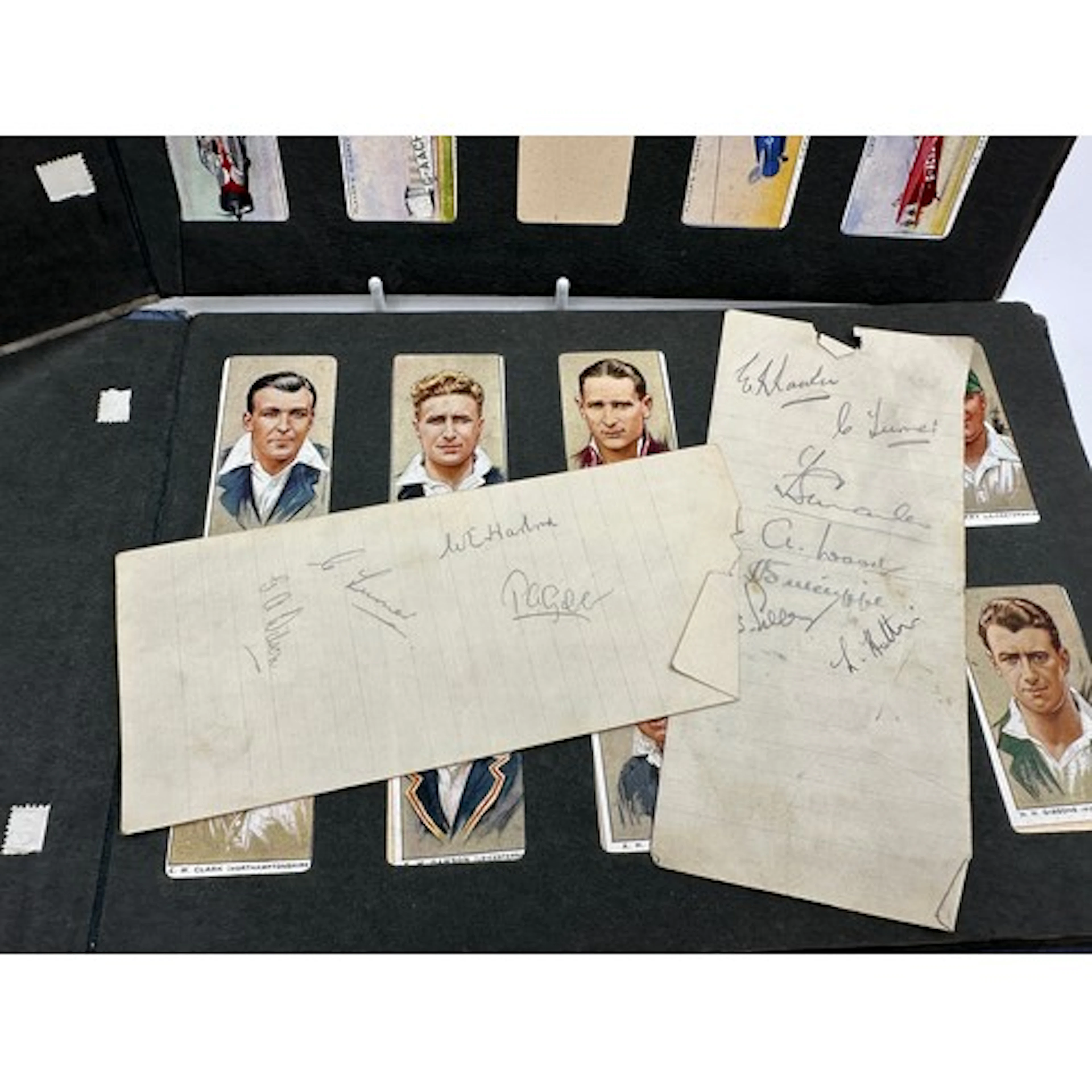Cricket Autographs. Pencil signatures to include Len Hutton,...
