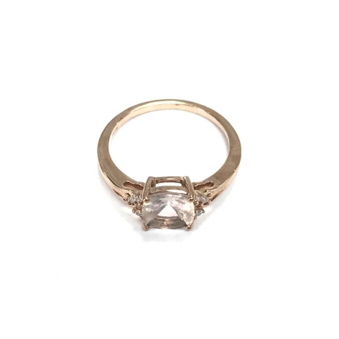 9ct rose gold morganite and pink diamond ring. Size N 1/2 an...