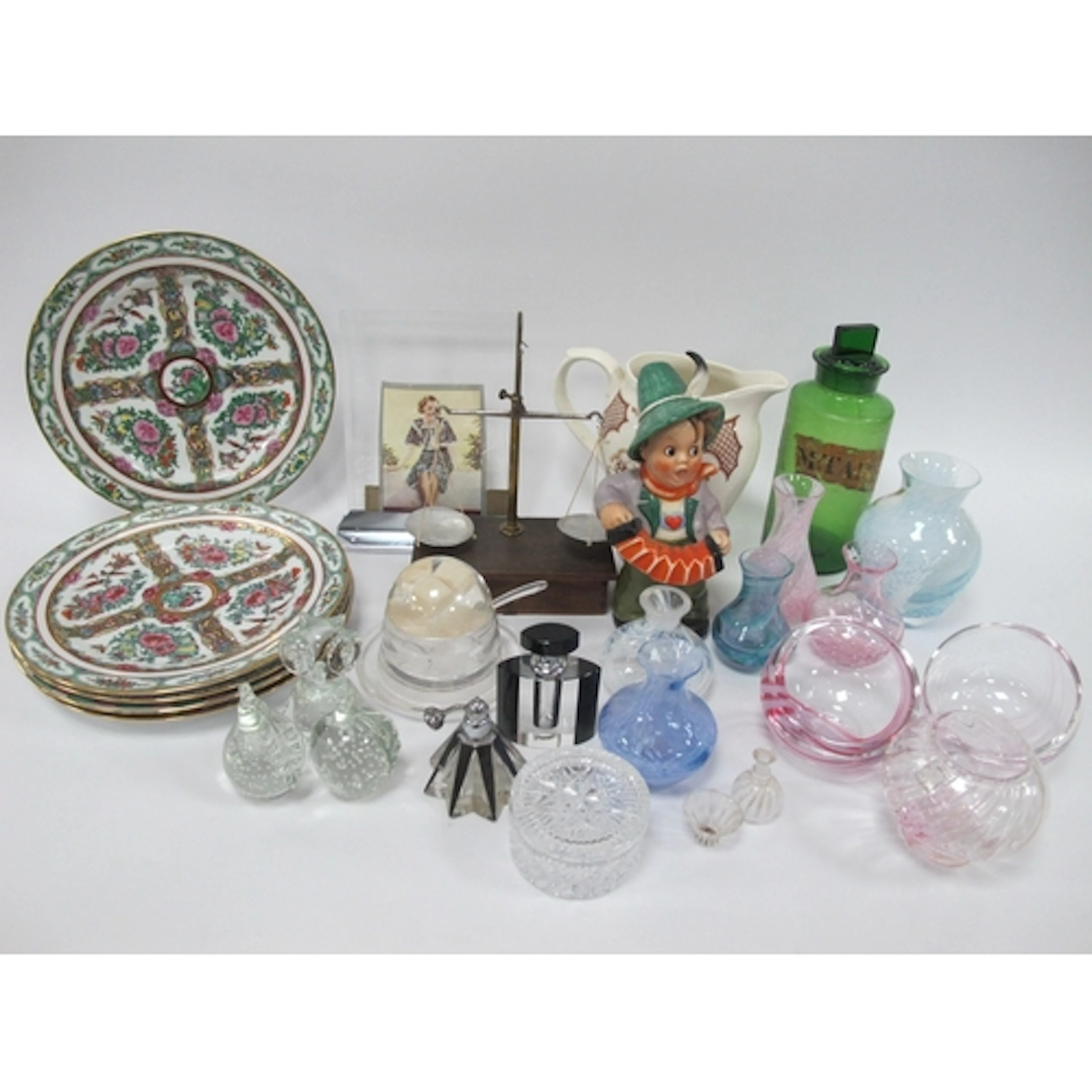 Vintage Glassware, including two art deco style perfume bott...