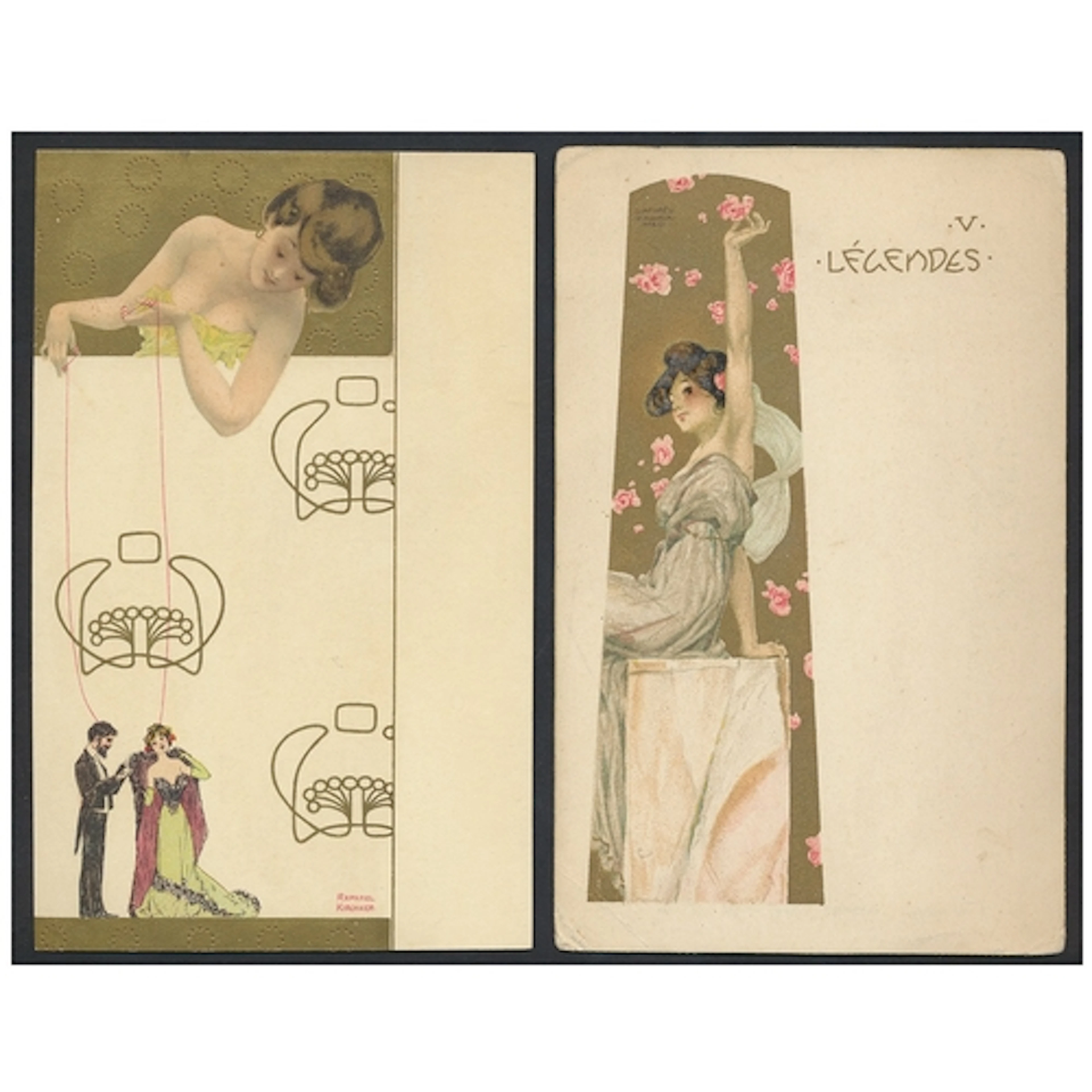 Artists. Raphael Kirchner. Seln. of vintage cards in plastic...