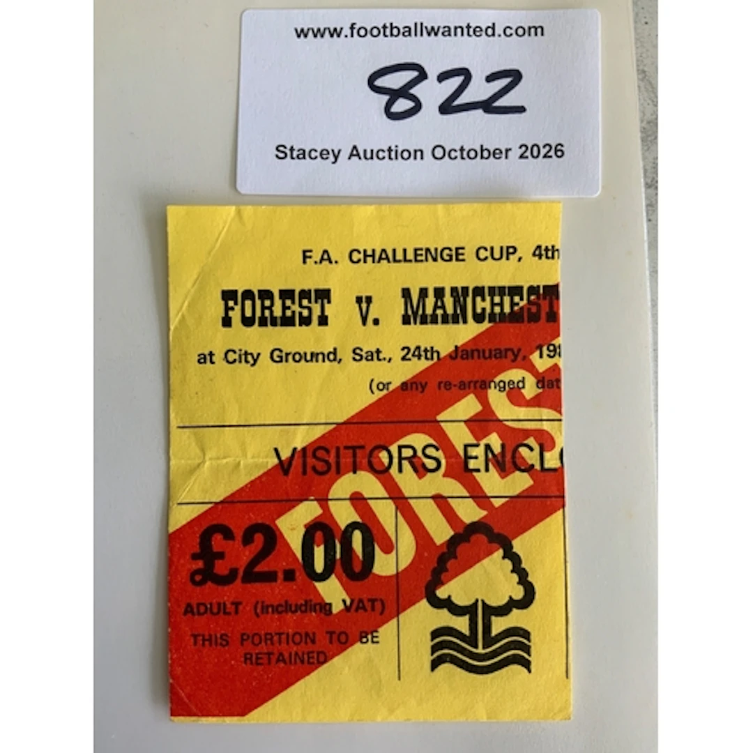 80/81 Notts Forest v Manchester United FA Cup Football Ticke...