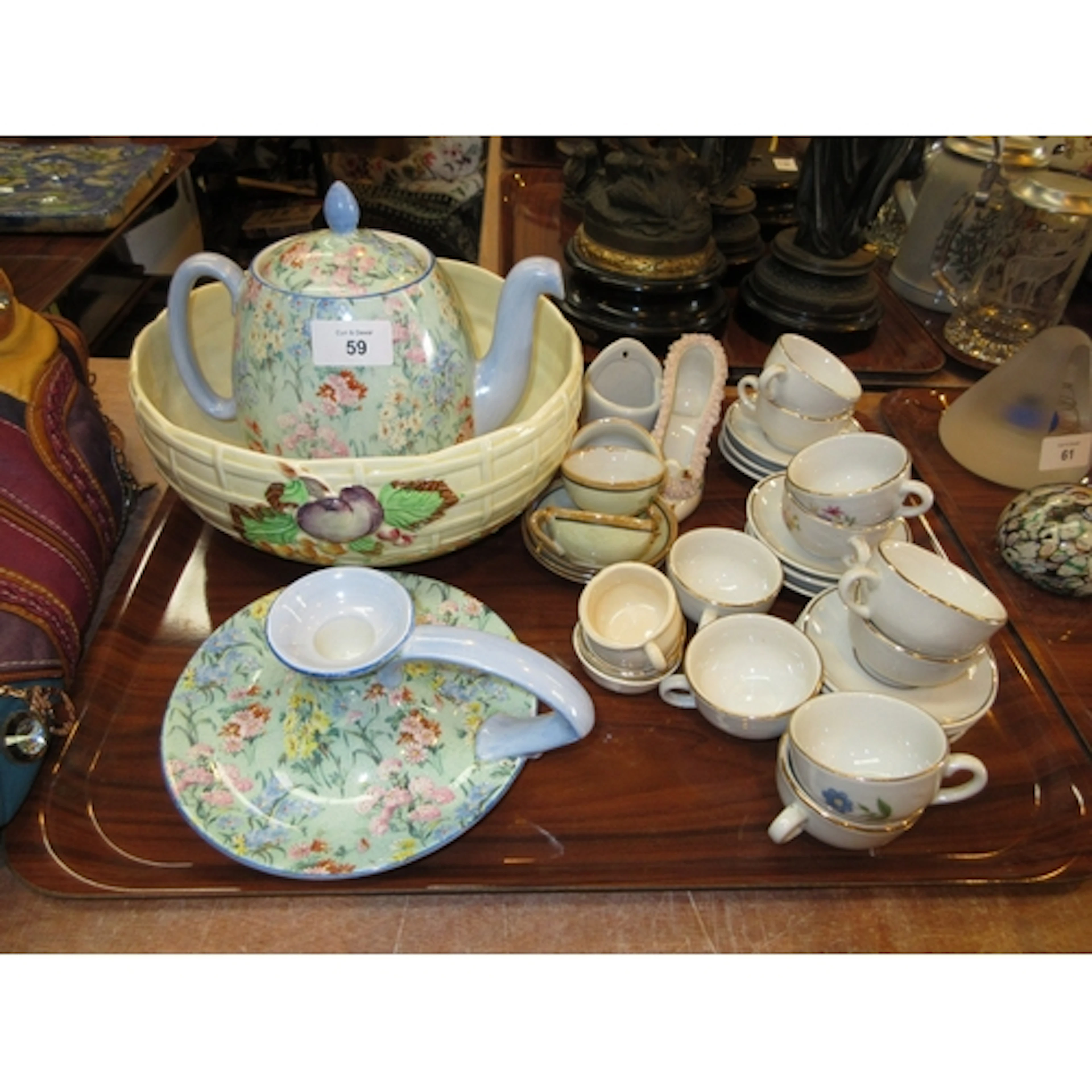 Shelley Melody Teapot and Candlestick, Dolls China etc