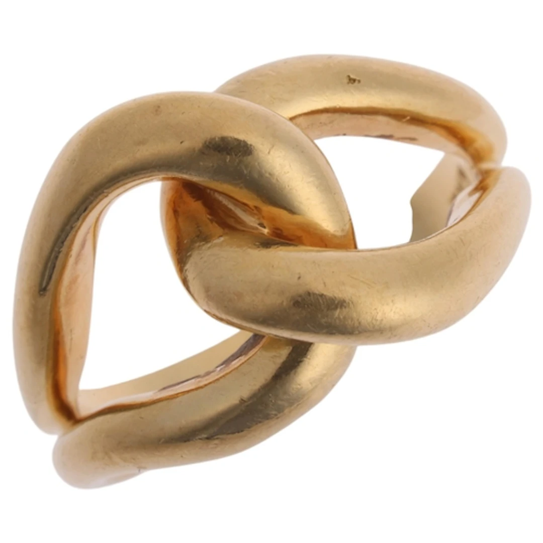 An Italian modernist 18ct gold abstract ring, plain polished...