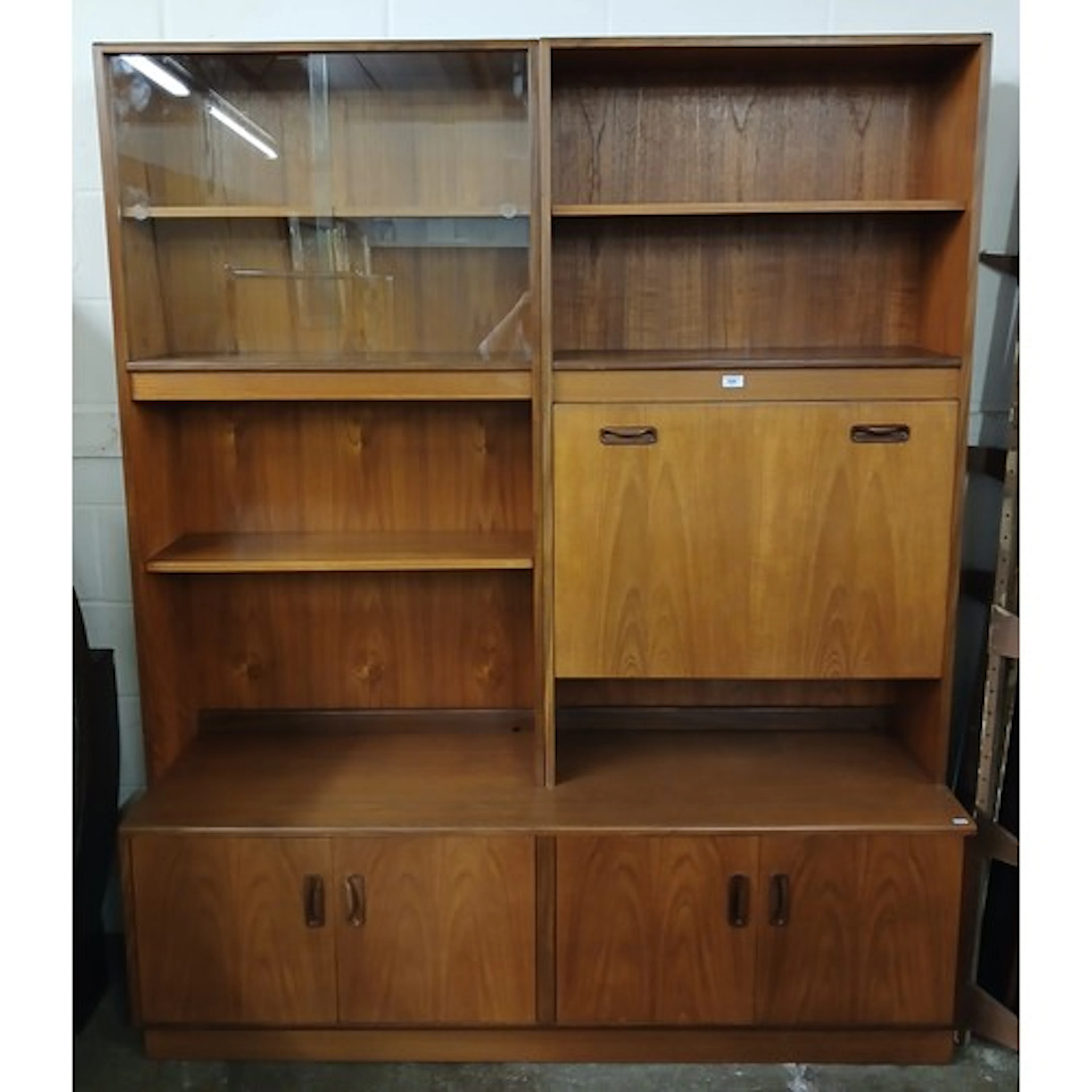 Teak living room cabinet to include shelves, cocktail cupboa...