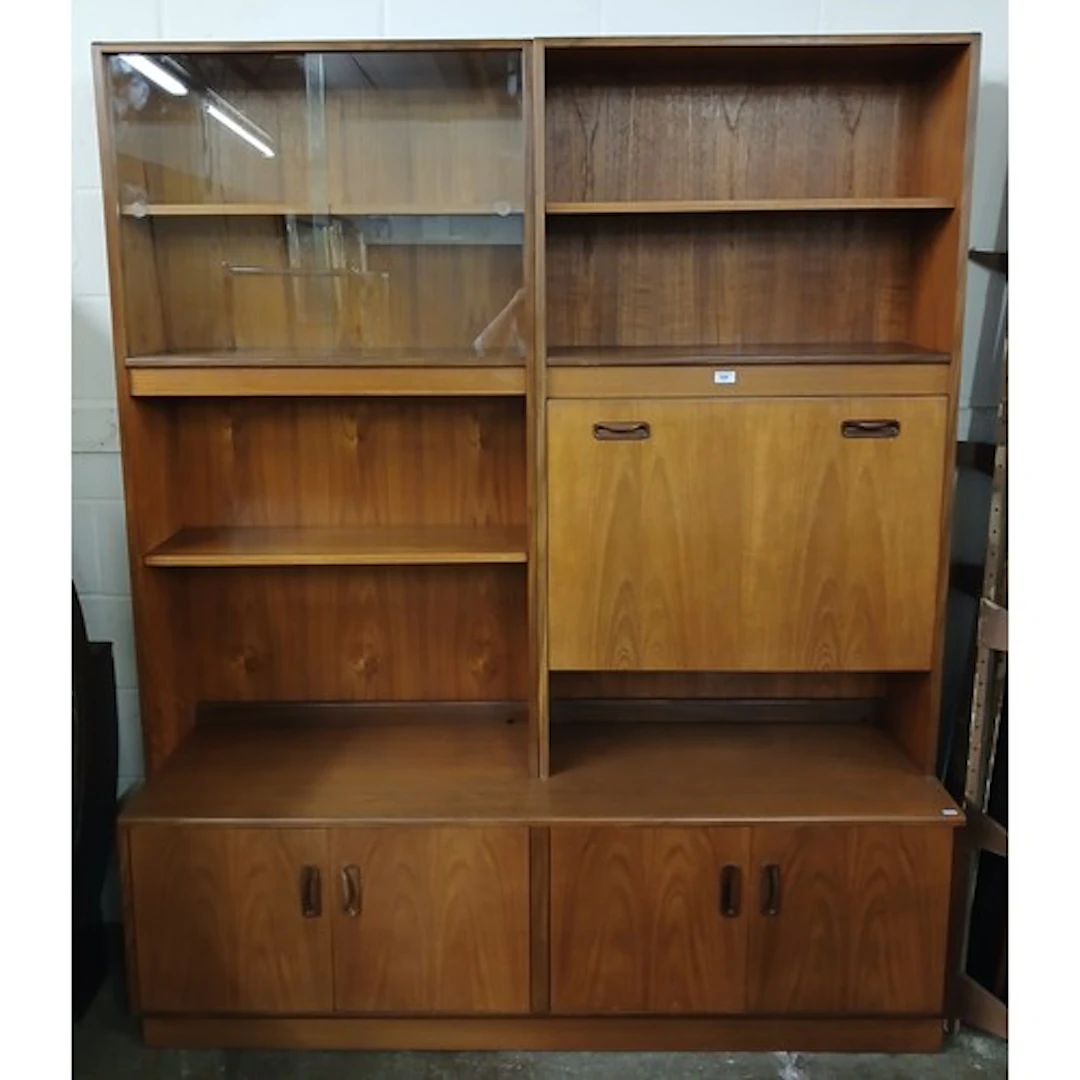 Teak living room cabinet to include shelves, cocktail cupboa...